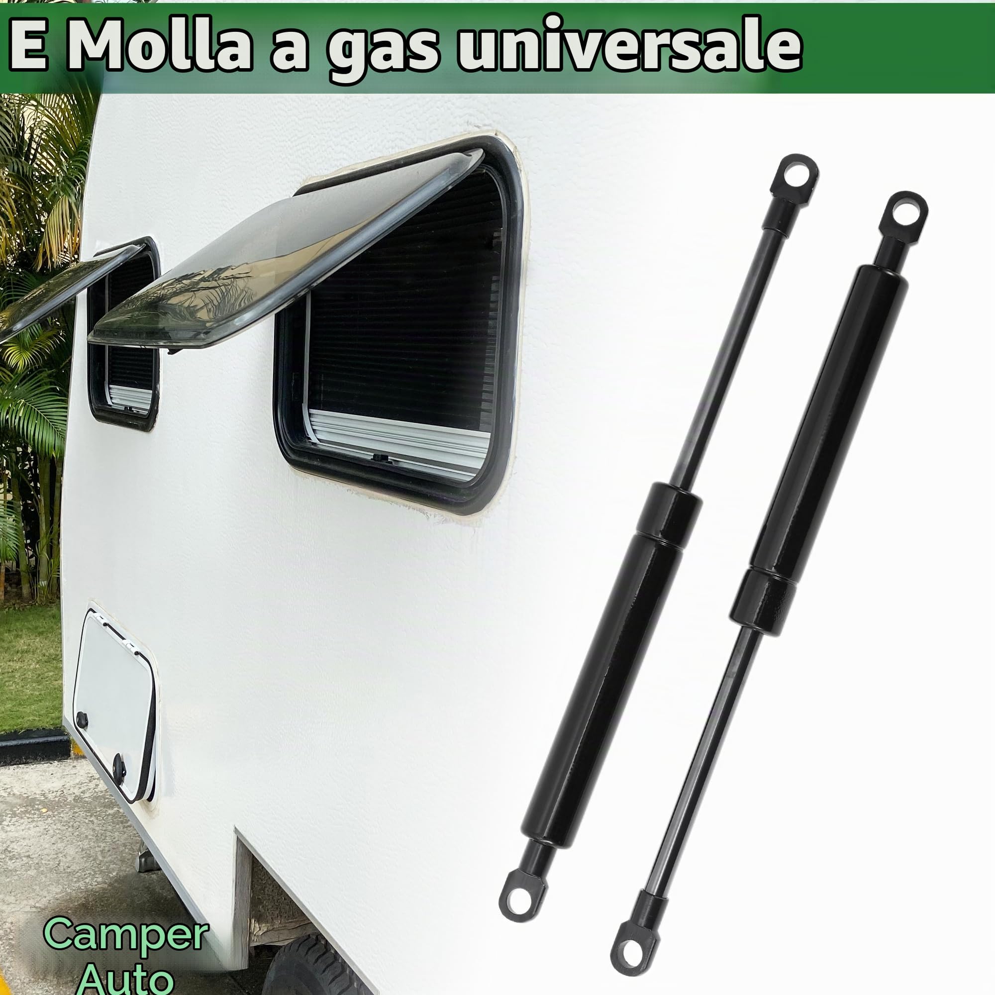 A ABSOPRO Pistoni A Gas 250mm 200N 2 Pz Acciaio Al Carbonio Per Auto | Nero, 250mm/9.84", 160mm/6.30", Per: Coperchio Armadio, Coperchio Scatola, Coperchio Botola, Finestre RV, Moto.