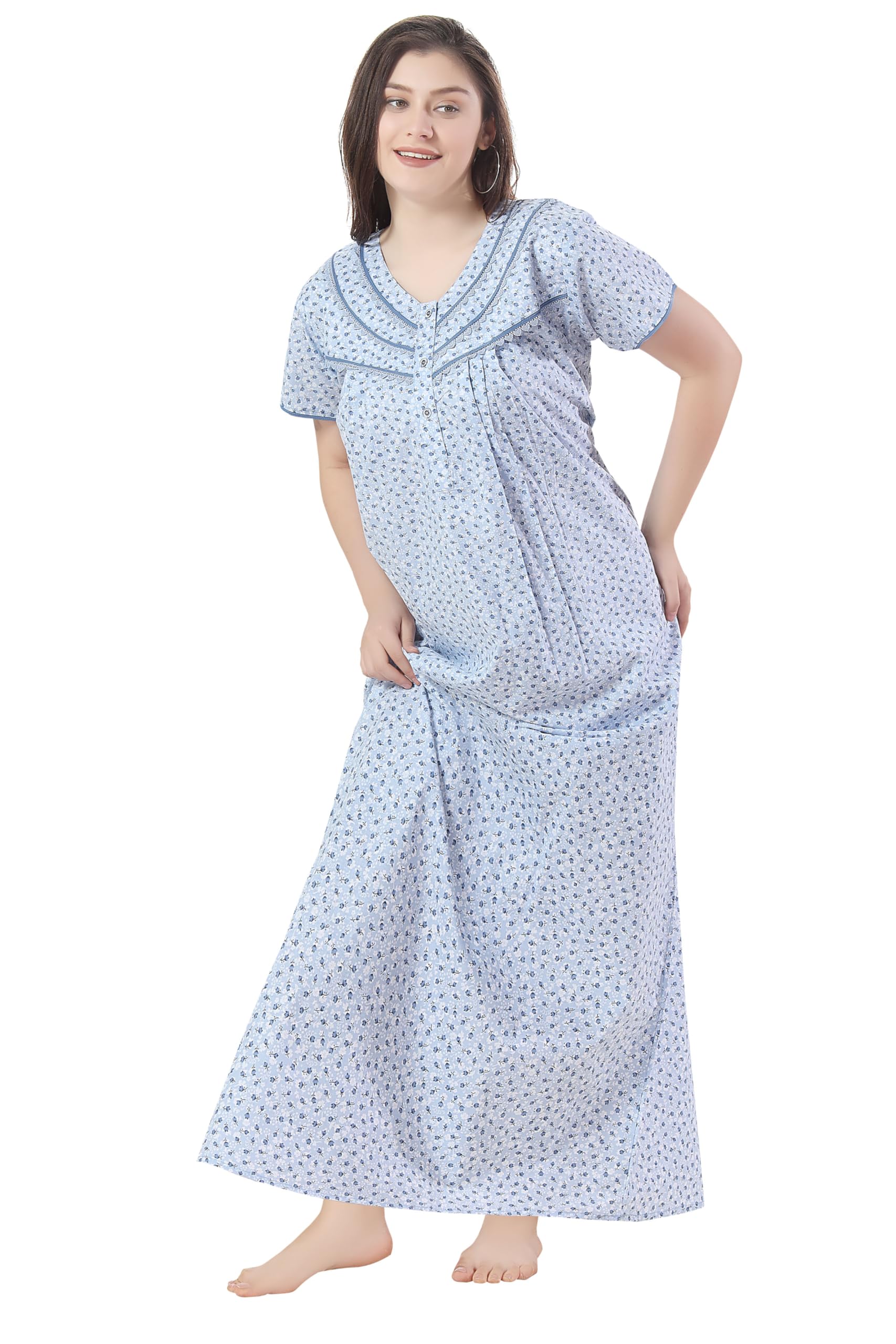 Women's Pure Cotton Floor Length Nighty 1661