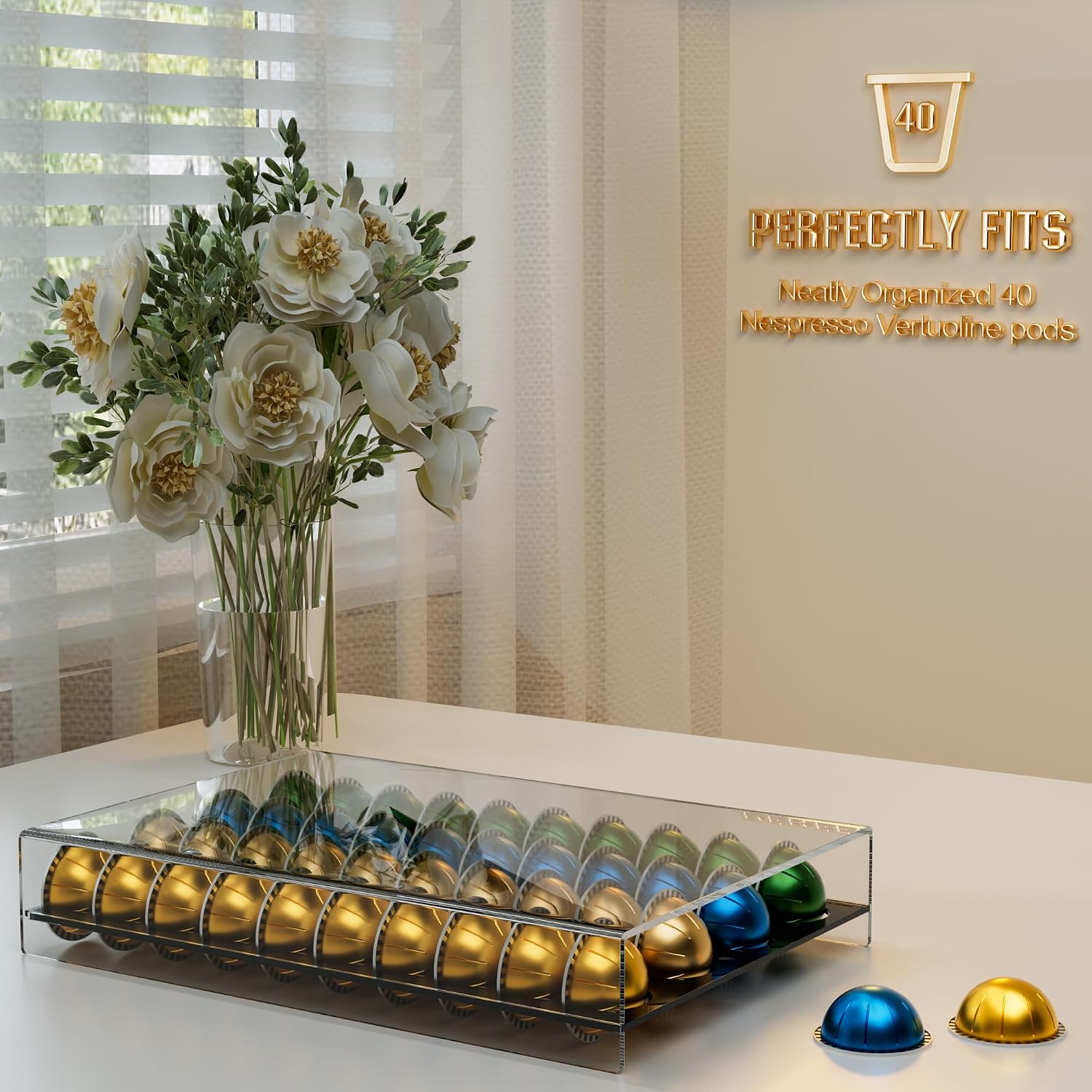 Acrylic Storage Drawer for Nespresso,Three Types of Coffee Capsule Organizer，Clear Coffee Pod Holder for Counter-42&40 Pods