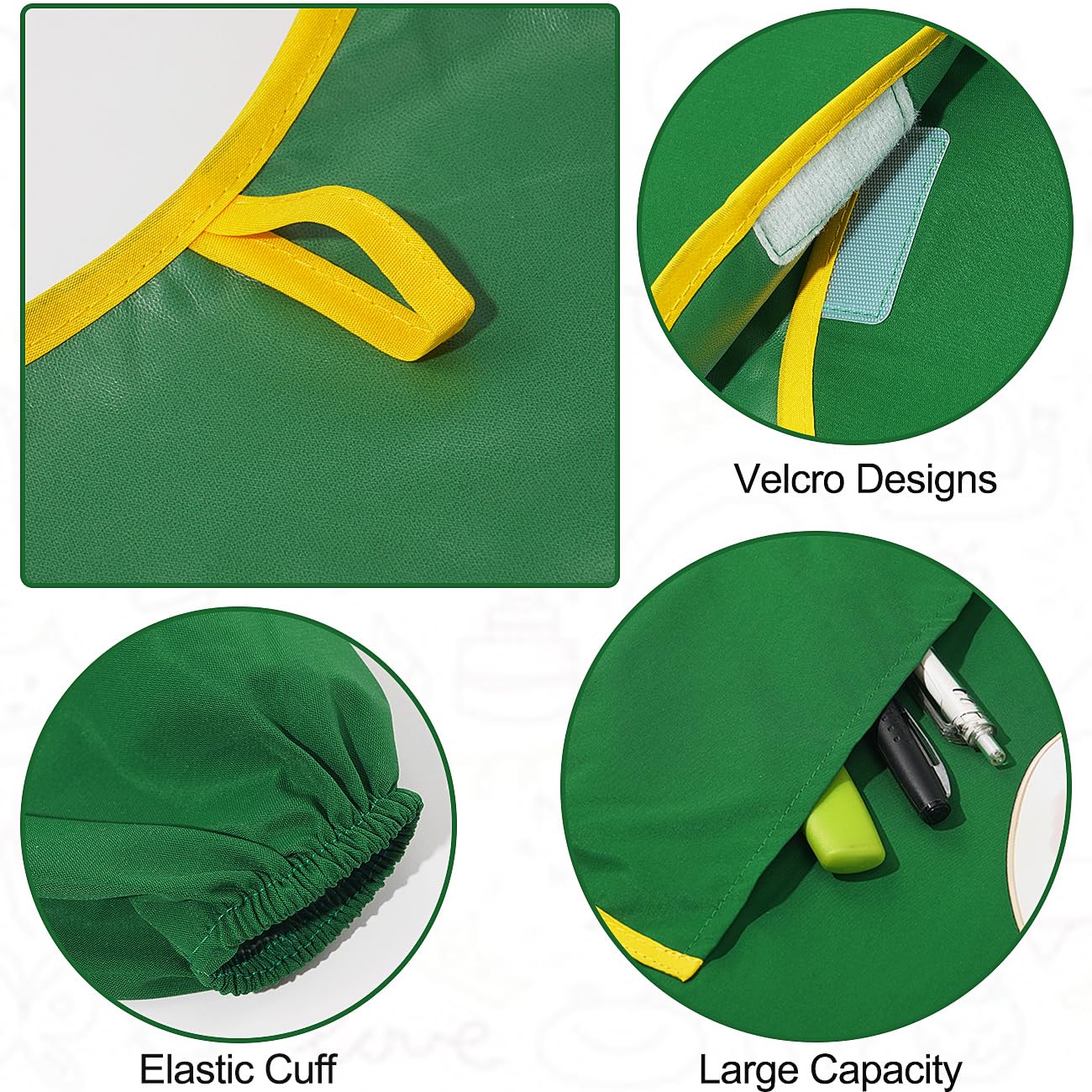 MESU Kids Art Smocks Long Sleeve Apron Waterproof Artist Painting Children Apron Green Palette M, Fit Height 80-100cm - Image 3