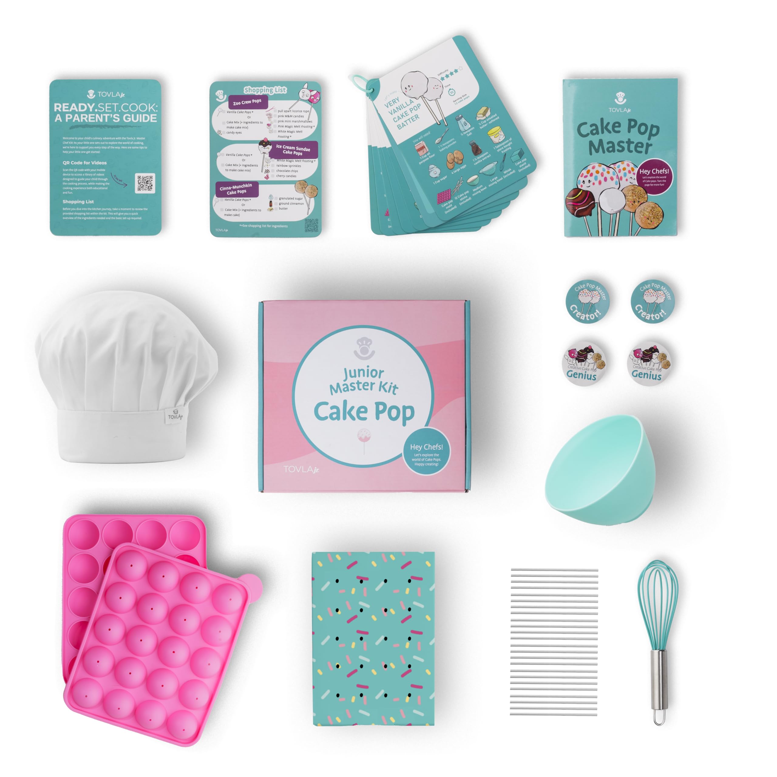Tovla Jr. Ultimate Cake Pop-Making Kit for Kids – Fun DIY Baking Kit, Stem Activity for Ages 4+, Visual Learning Cake Pop Molds & Tools Set, Great Gift for Young Chefs