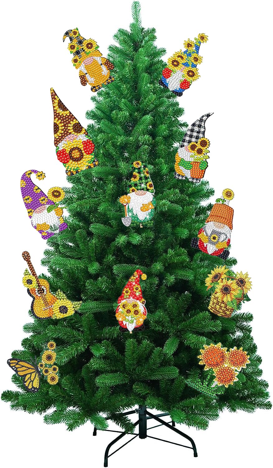 Anprola 12 kits de arte de pintura de diamantes 5D para decoración de jardín, estacas de gnomo de girasol, taladro de diamante, pintura por número, adorno artesanal para principiantes, niños y adultos