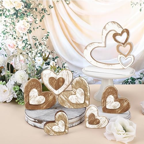 Miniatura 5 de 7 piezas de decoración para el día de San Valentín, bandeja escalonada de madera con forma de corazón, decoración retro para el día de San Valentín,