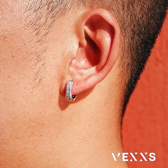 e135フープピアス メンズ 18G 両耳 直径15.5mm CZダイヤ K14 e135