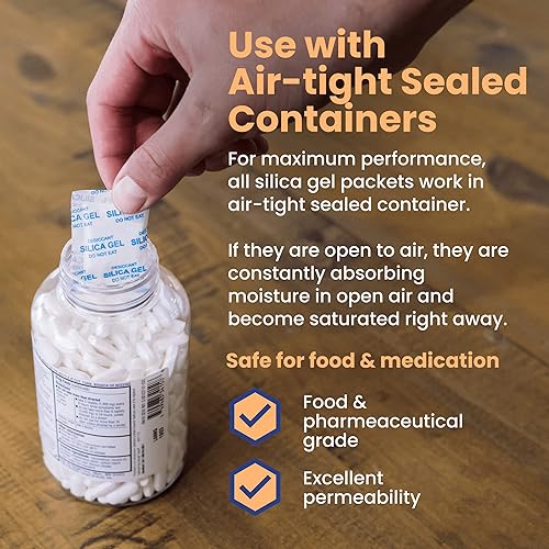 Miniatura 3 de Wallaby Paquetes de deshumidificador desecante de gel de sílice blanco puro y seguro para alimentos 018oz 50 paquetes absorbentes de humedad
