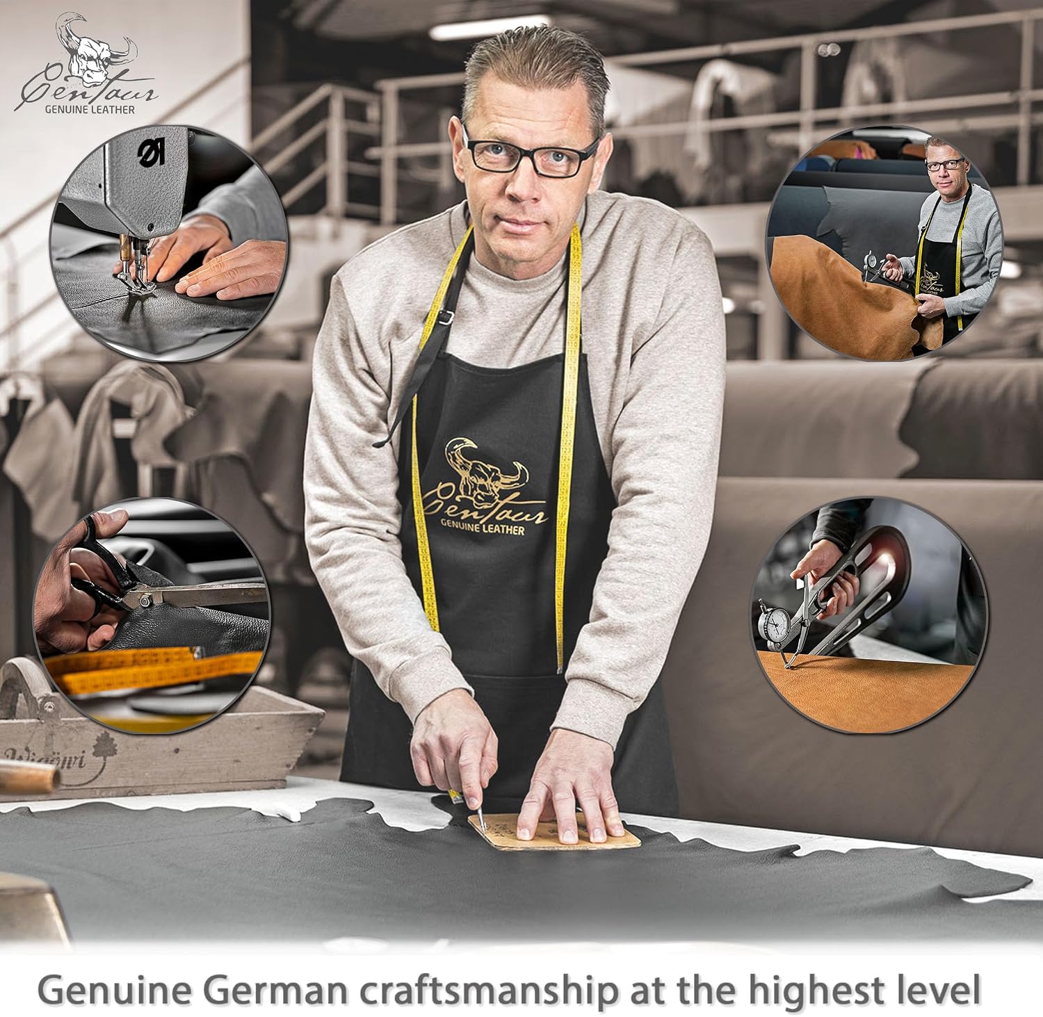 Centaur - 100% Genuine Leather Desk pad - Black 31,49 x 21,65 inch Ideal for Office and Home with Edge Protection 90° Angled - Leather Writing pad - Handmade in Germany