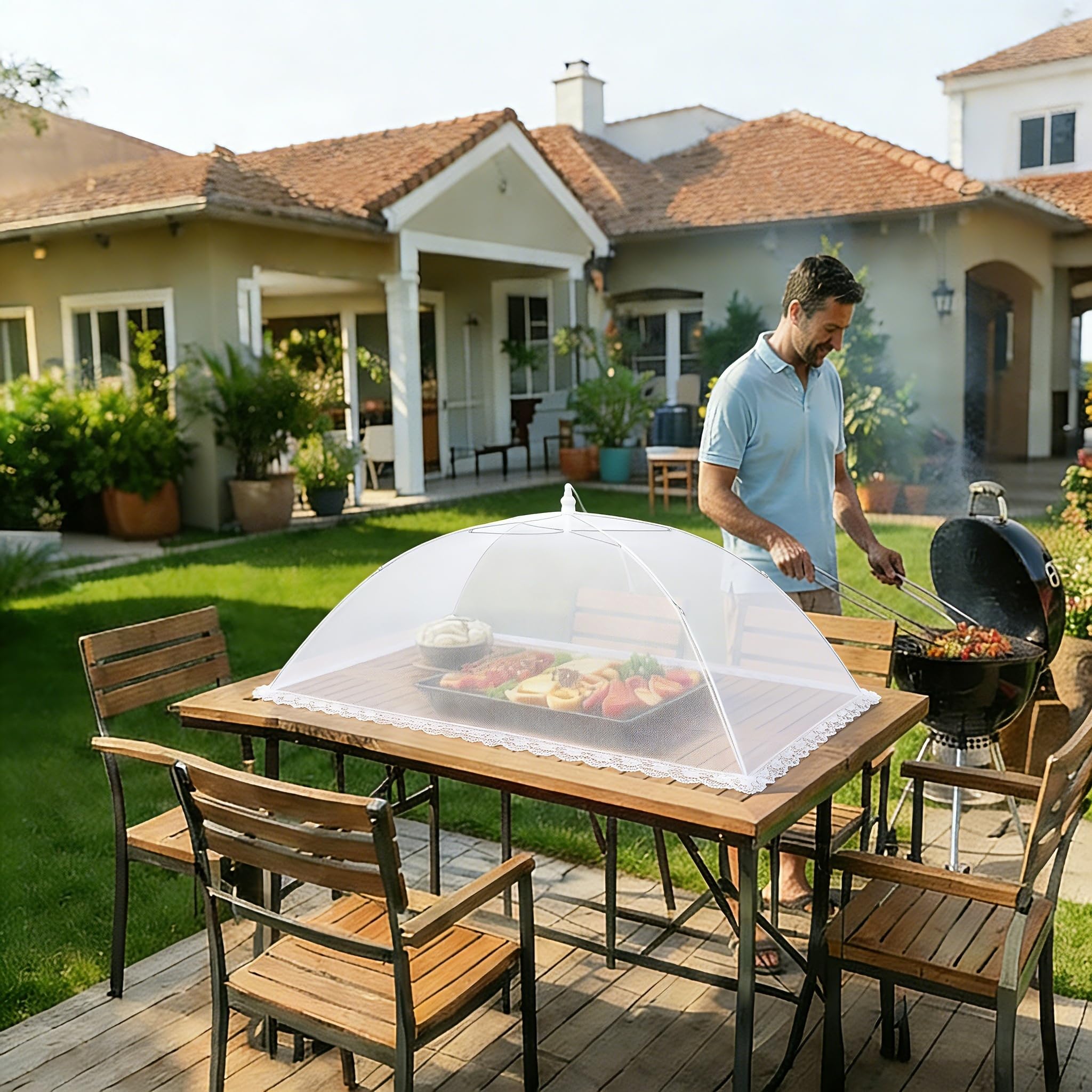 HBlife Barra di servizio gonfiabile con copertura per ombrello in rete jumbo, set di forniture per feste per picnic, barbecue, riunioni all'aperto, 2 refrigeratori gonfiabili, 2 grandi tende per