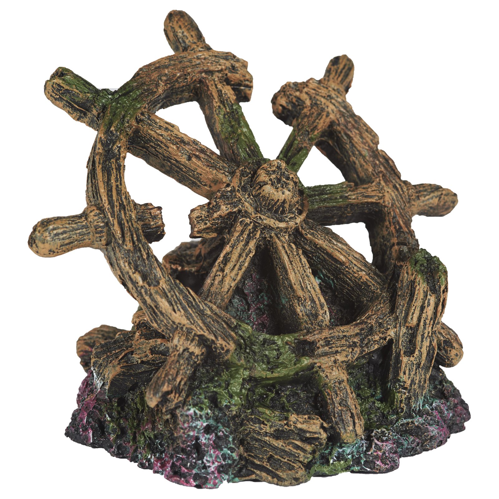 Shipwreck Wheel Aquatic Ornament - Fish Tank Decoration