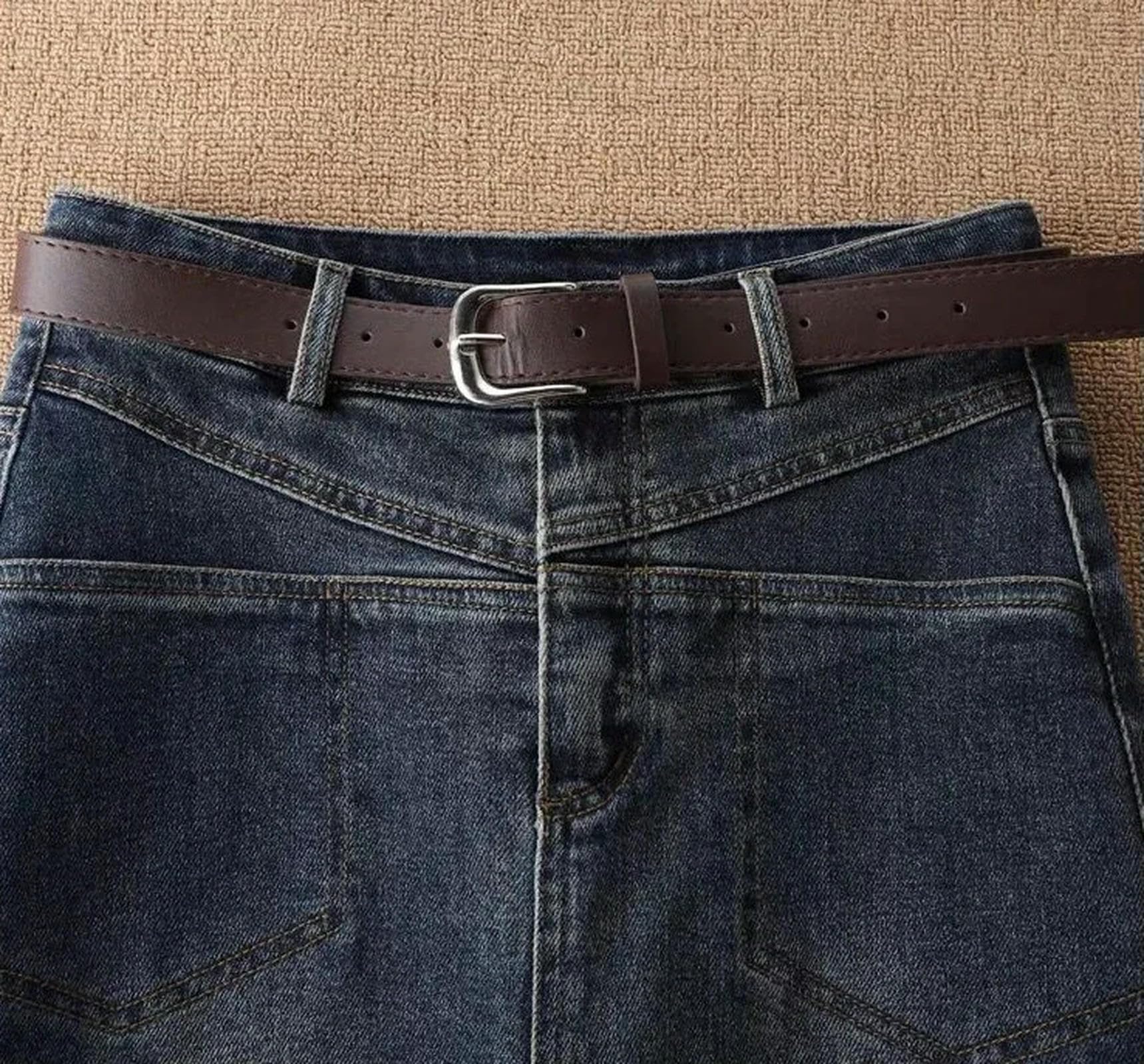 Gonna di Jeans Gonna in Denim Femminile con Tasche Zip al Ginocchio A Vita Alta Skinny