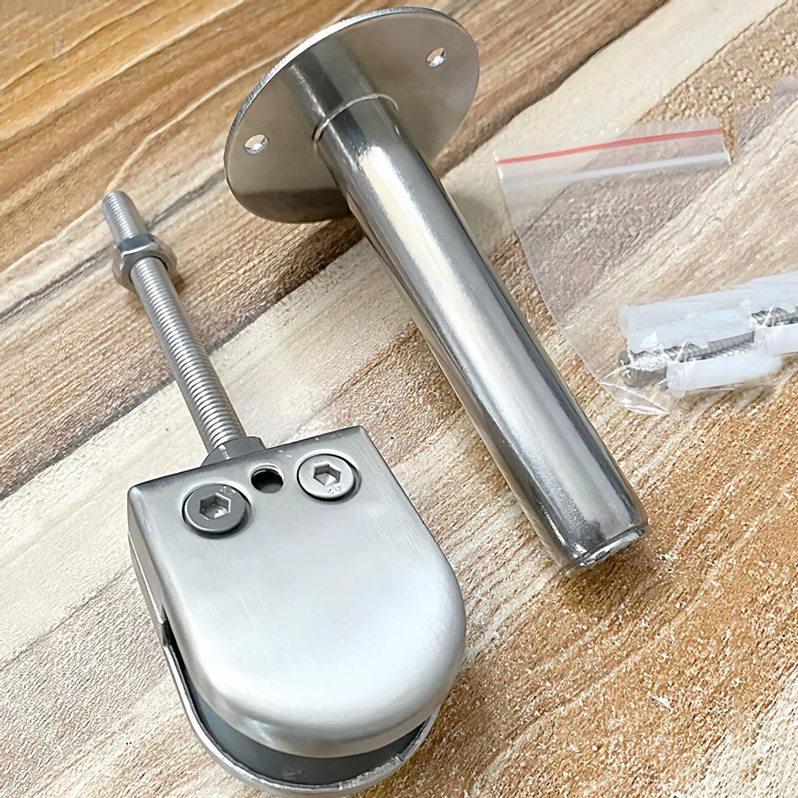 Vibeo Mampara Ducha Fija Barra de Soporte Antivibración para Cristal | 2 Unidades Barra de Soporte Ajustable de Ducha, Fijación de Techo/Suelo Al Cristal, Estabilizador de 8-10 mm Panel Sin Marco