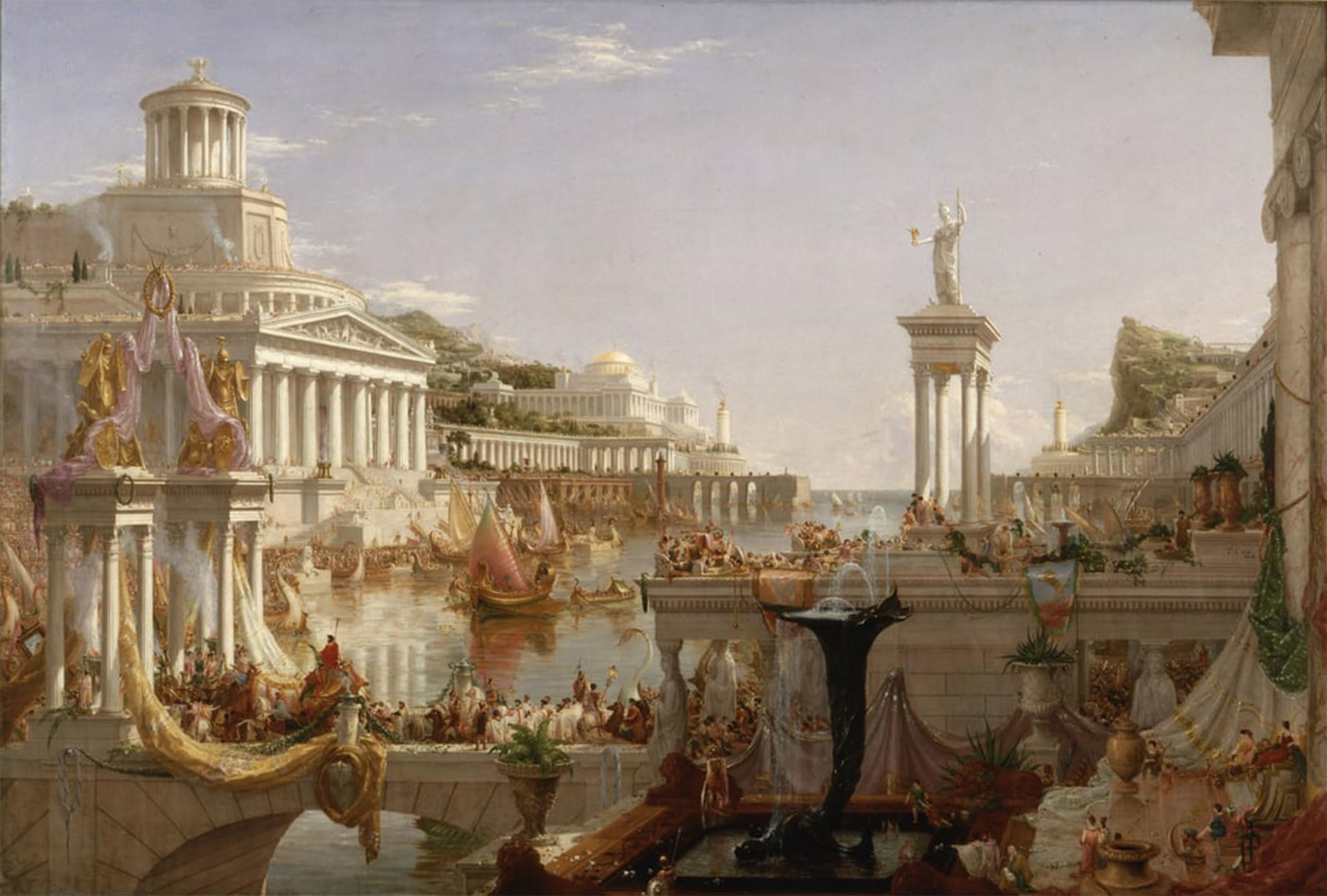 Posteriik No Frame Vintage Print Pop Art Landscape Artwork The Course Of Empire The Consummation Of The Empire By Thomas Cole Art Prints For Office Home Decor 60X90cm