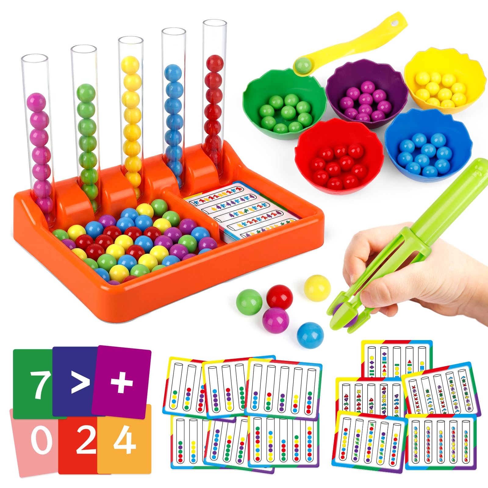 Broytain Montessori Juguete Educativo,Clasificar Juegos,Montessori Juego de Combinación de Color,para Contar,Motricidad Fina,Juguetes Educativos para Niños 3-7 años