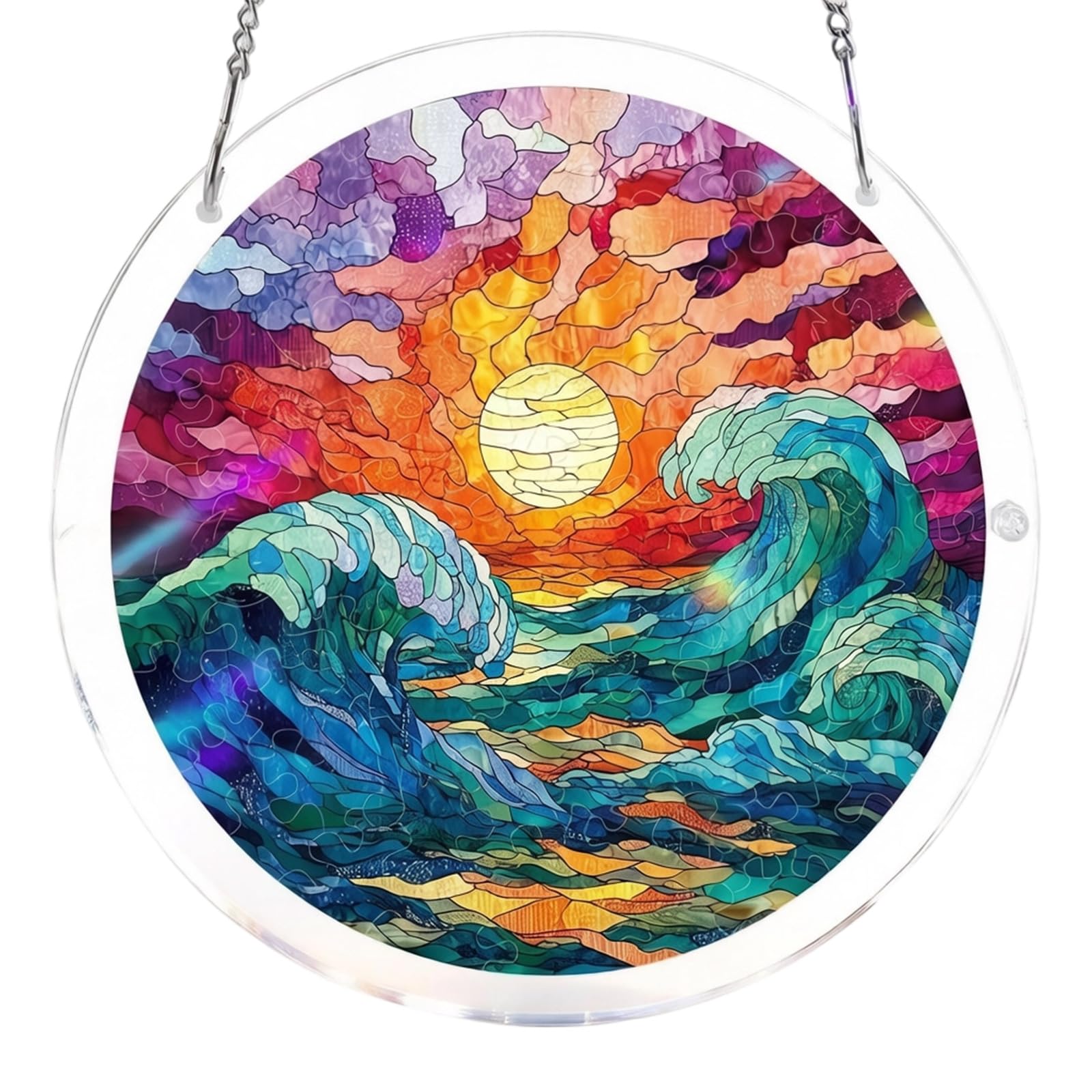 Jigsaws Puzzle Suncatchers Acrylic Window Decors Birthday Women Stained Glass Window Hanging Decors Acrylic Jigsaws Puzzle