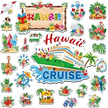 25Pcs Hawaii Cruise Door Magnets Decorations, Tropical Hawaii Refrigerator Magnets Summer Magnetic Cruise Ship Door Decorations for Cabin Fridge Garage Locker Decor