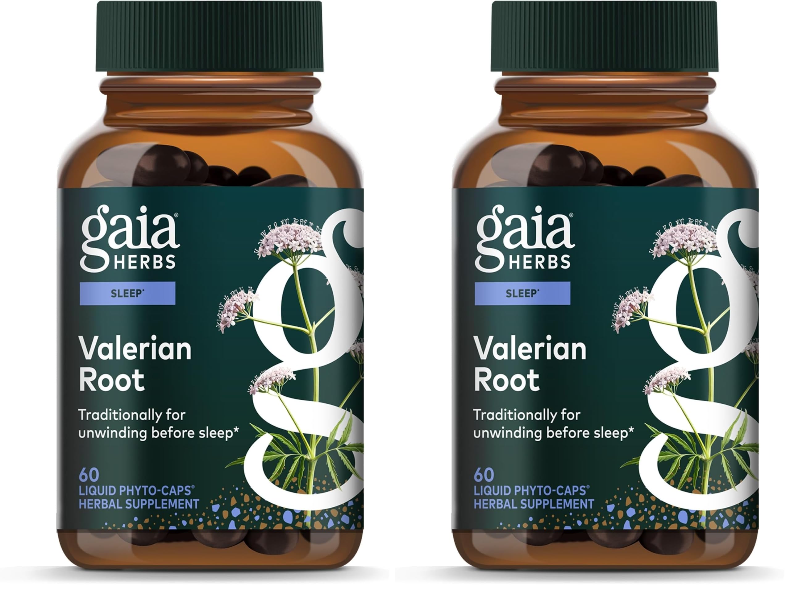 Gaia Herbs Valerian Root - Support for Calm & Relaxation to Prepare for Sleep* - with Valerian Root Extract - 60 Vegan Liquid Phyto-Caps (30 Servings) (Pack of 2) 60 Count (Pack of 2)