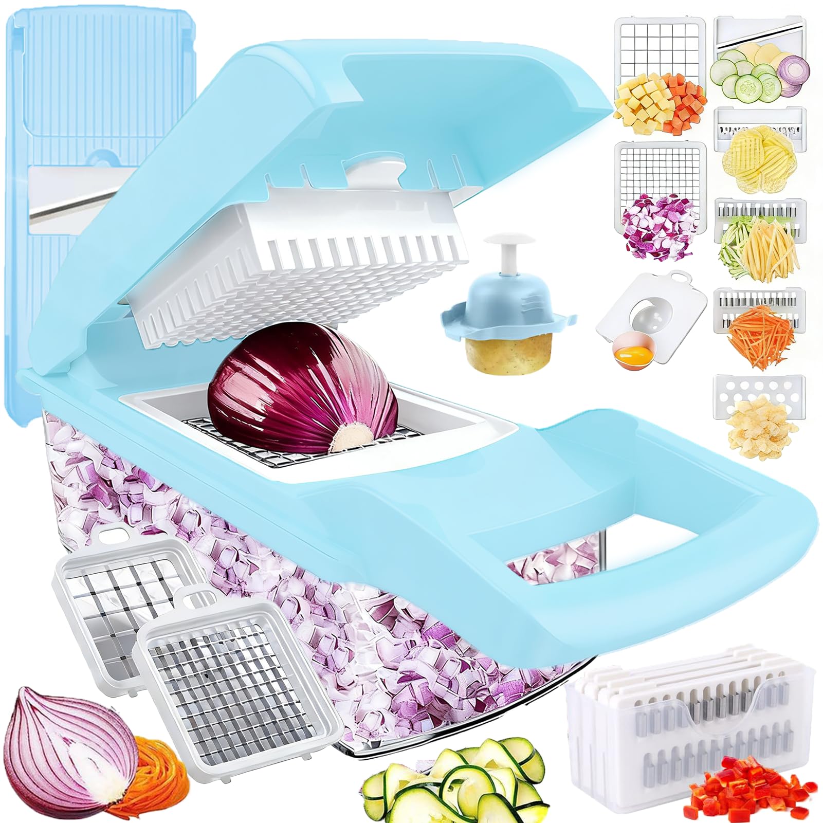 Pro-Series 16-in-1 Vegetable Chopper, Box Mandoline Slicer Manual w/Container, Mandolin Grater Cutter for Salad Onion Food Veg (Home Essential & Accessories, Kitchen Cooking Tool & Gadgets)