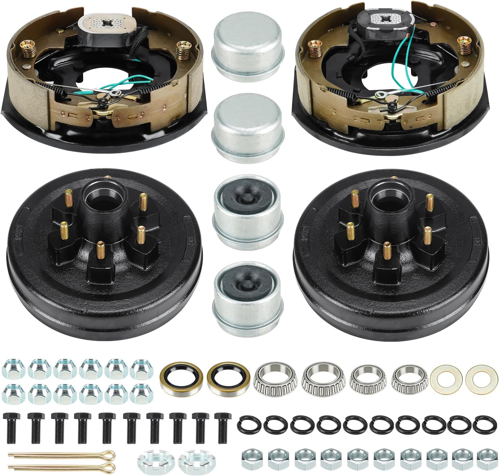 6 on 5.5" Bolt Circle Brake Drum Kits w/ 12" x 2" Left and Right SelfAdjusting