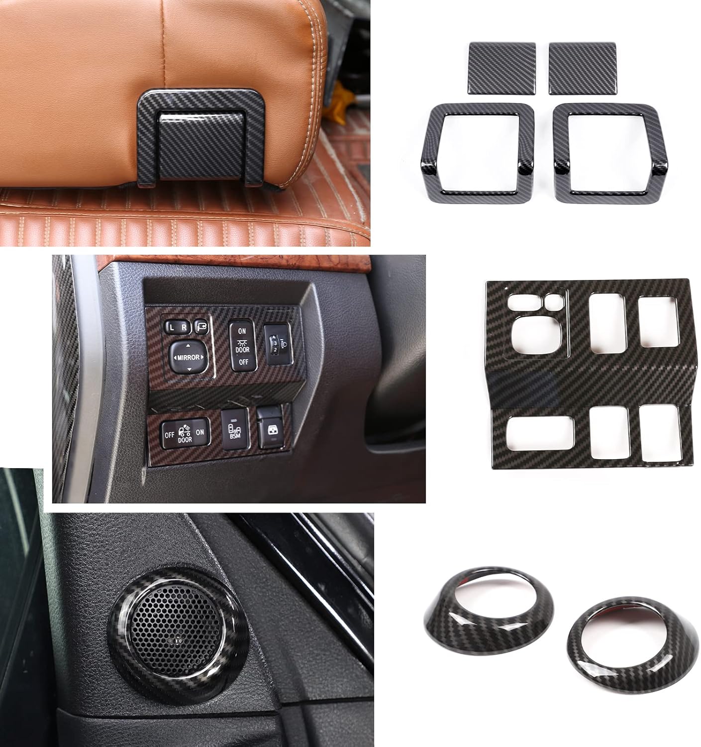 LLKUANG Console Air Outlet Cover Gear Shift Panel Cup Frame for Toyota Tundra 2014-2021 Car Accessories Interior Cover Trims ABS Decoration Kit-31pcs(Not Fit for RHD)(Carbon Fiber Pattern)