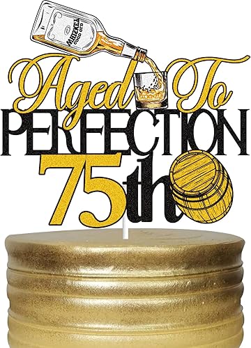 Decoración para tartas de cumpleaños número 75, whisky, setenta y cinco 75 años, decoración para tartas, feliz 75 cumpleaños, vintage, 1958,