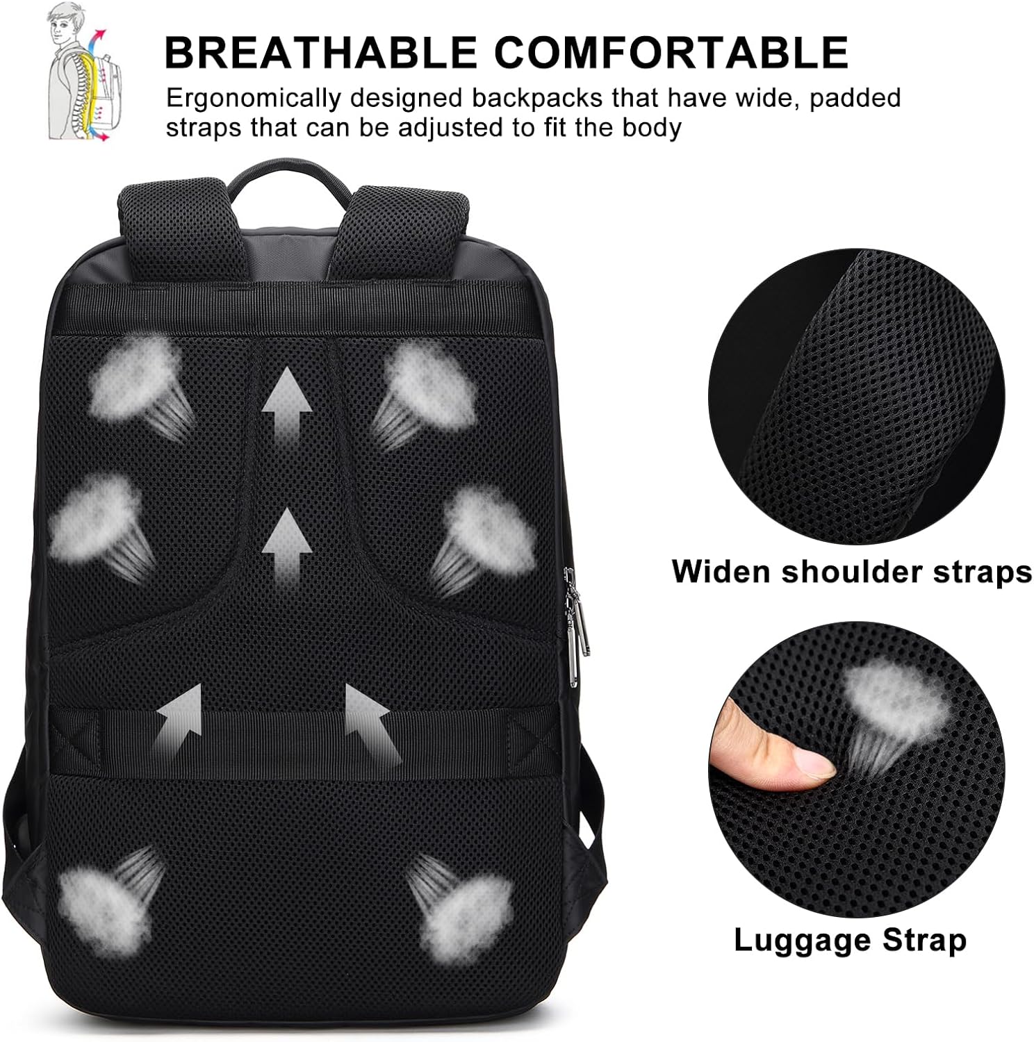 Travel Laptop Backpack for Men Women, business Work Rucksack College School Computer Bag Fits 15.6 Inch Laptop, Bookbag with USB Charging Port - Image 4