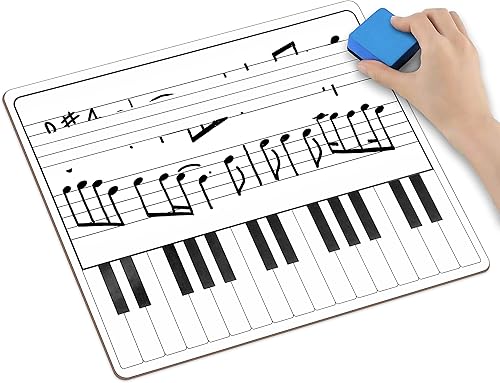 Miniatura 4 de SCRIBBLEDO 11 x 14 Inch Keyboard Practice Dry Erase White Board Lapboard Durable Portable Double Sided Music Whiteboard for Kids Students Musicians