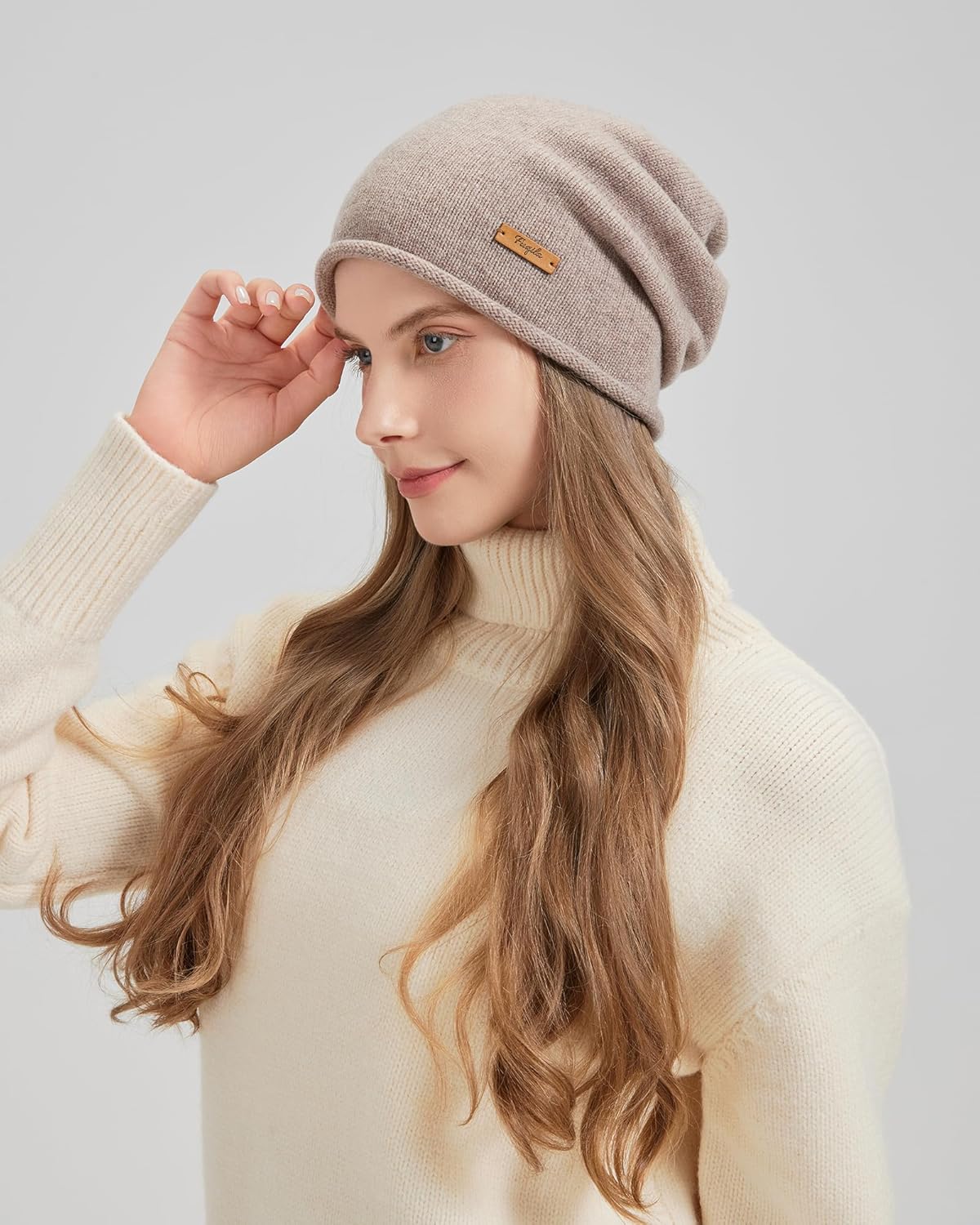 100% Merino Wool Slouchy Beanie Hat, Women Warm Winter Caps Soft, Ladies Breathable & Cozy Stretchy Knitted Skull Cap - Image 5