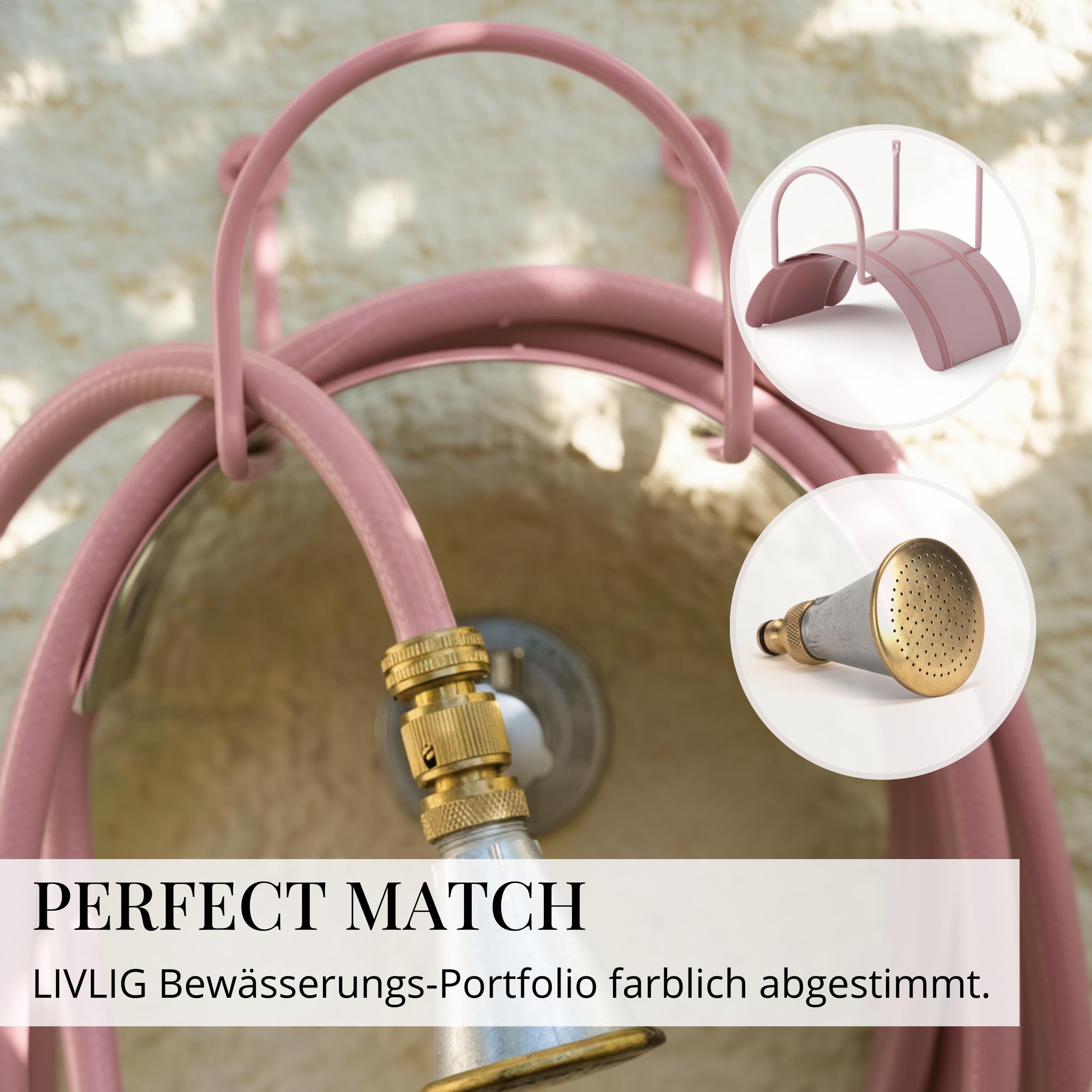 Livlig53 LIVLIG Gartenschlauch 30m, Flexibler Premium Wasserschlauch aus 60 Prozent Recyclingmaterial, UV beständig, knickfest, Design Gartenschlauch 1/2 Zoll in Rosa