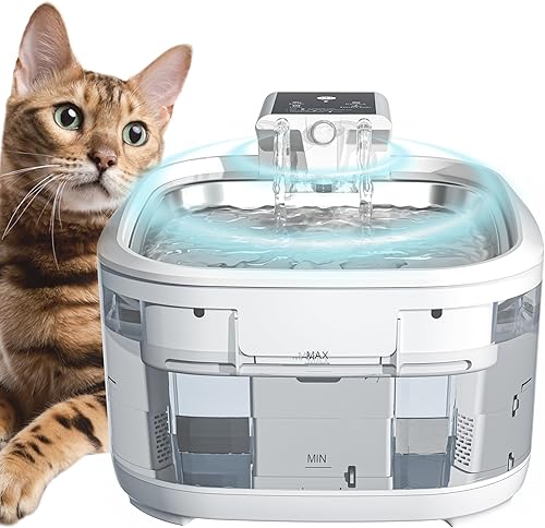 Fuente de agua inalámbrica para gatos, fuente de agua para mascotas, funciona con pilas para gatos en interiores, dispensador automático de agua