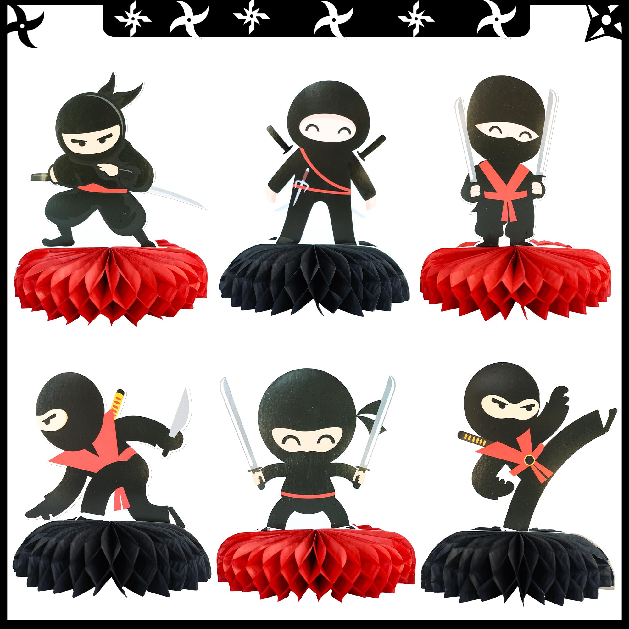 JOYMEMO Lot de 8 centres de table en nid d'abeille rouge et noir - Décoration de table double face pour réunion de lycée 20e 30e 40e 50e