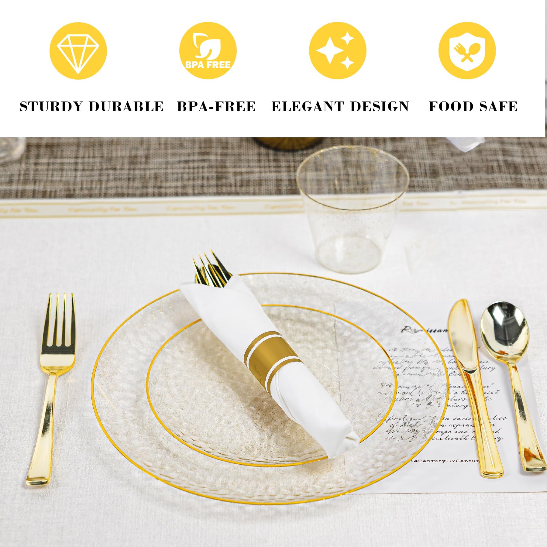 HOMIP Gold Glitter Dinnerware Set - 175 Piece -3 HOMIP Gold Glitter Dinnerware Set - 175 Piece -3