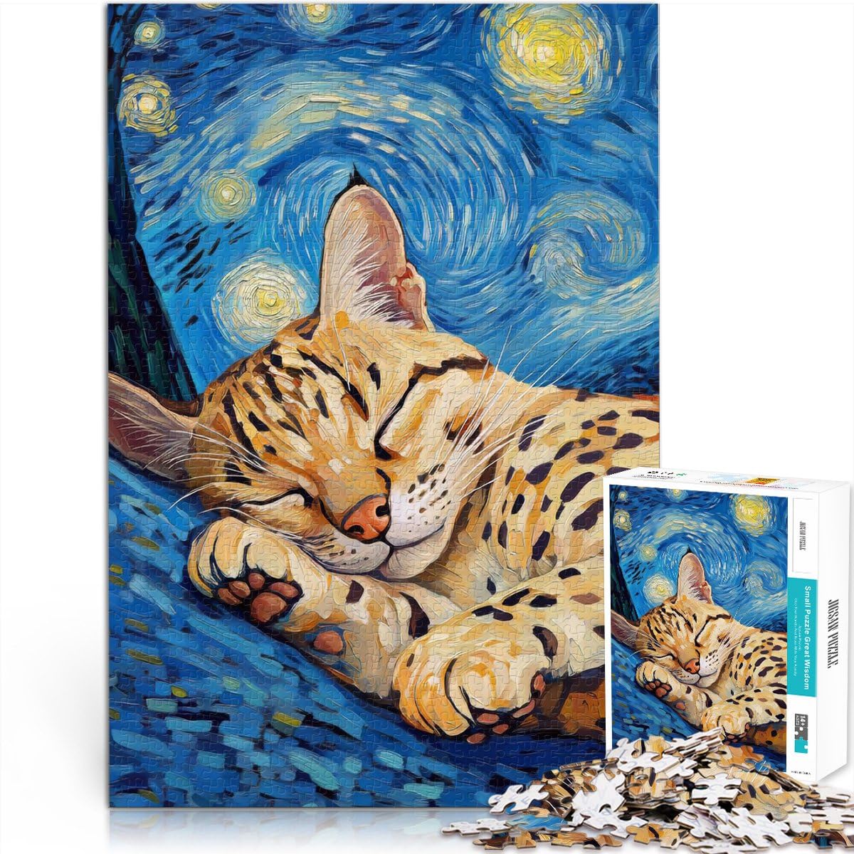 Gatto nella notte stellata Puzzle da 2000 pezzi per adulti giocattoli educativi per l'apprendimento offerte come regali per tutta la famiglia 70x100cm