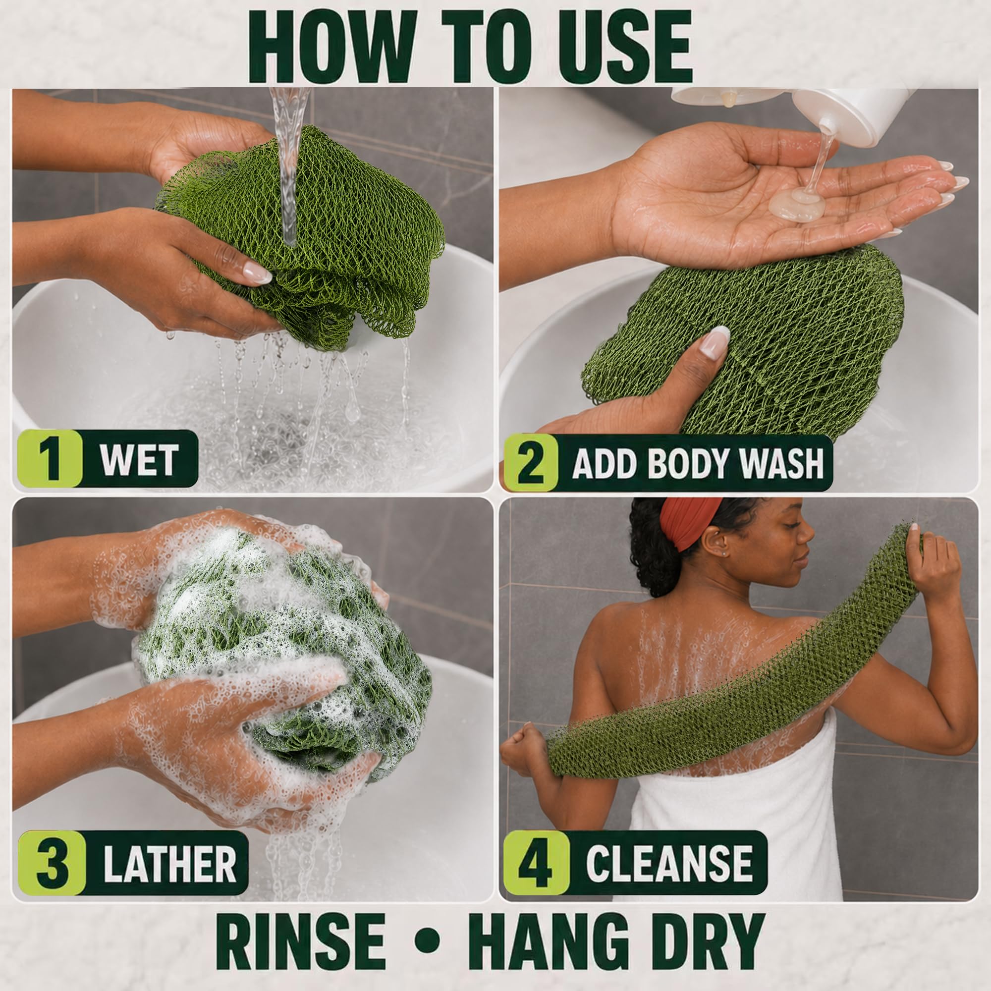 African Net Sponge - Exfoliating Body Scrubber (2 Pack) -7