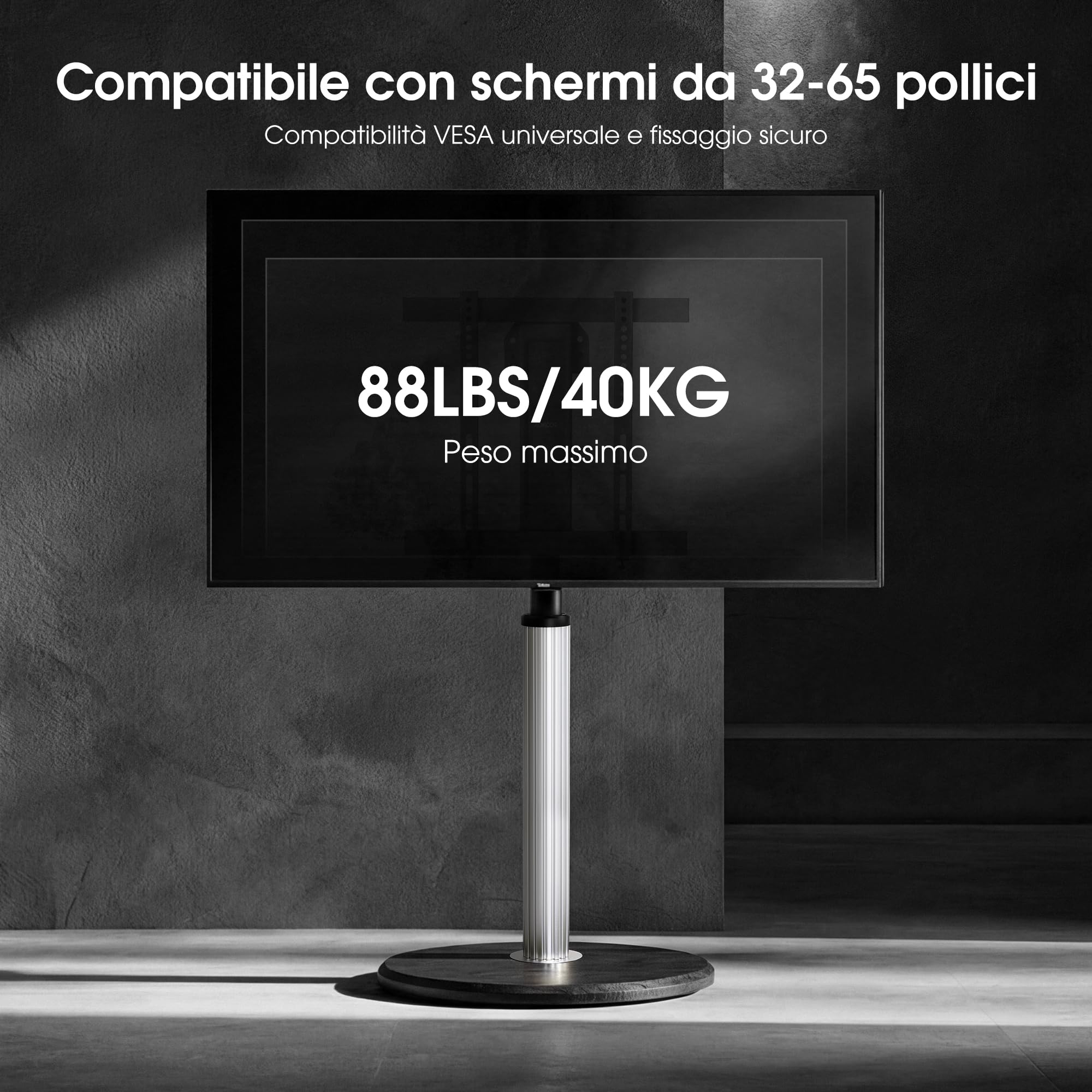 AOKCOS Supporto da Pavimento con Ruote, Carrello TV per 32-65 pollici