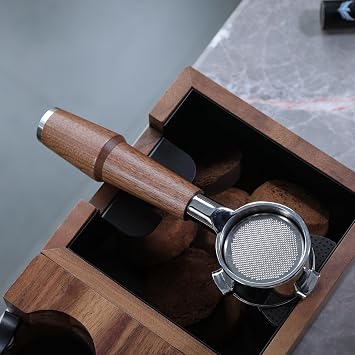 54mm Bottomless Portafilter V2 with Upgraded American Walnut Handle - Compatible with Breville Barista Express, Pro, Touch, Bambino, Plus, Infuser, Duo Temp Pro- Includes 18-21g Filter Basket