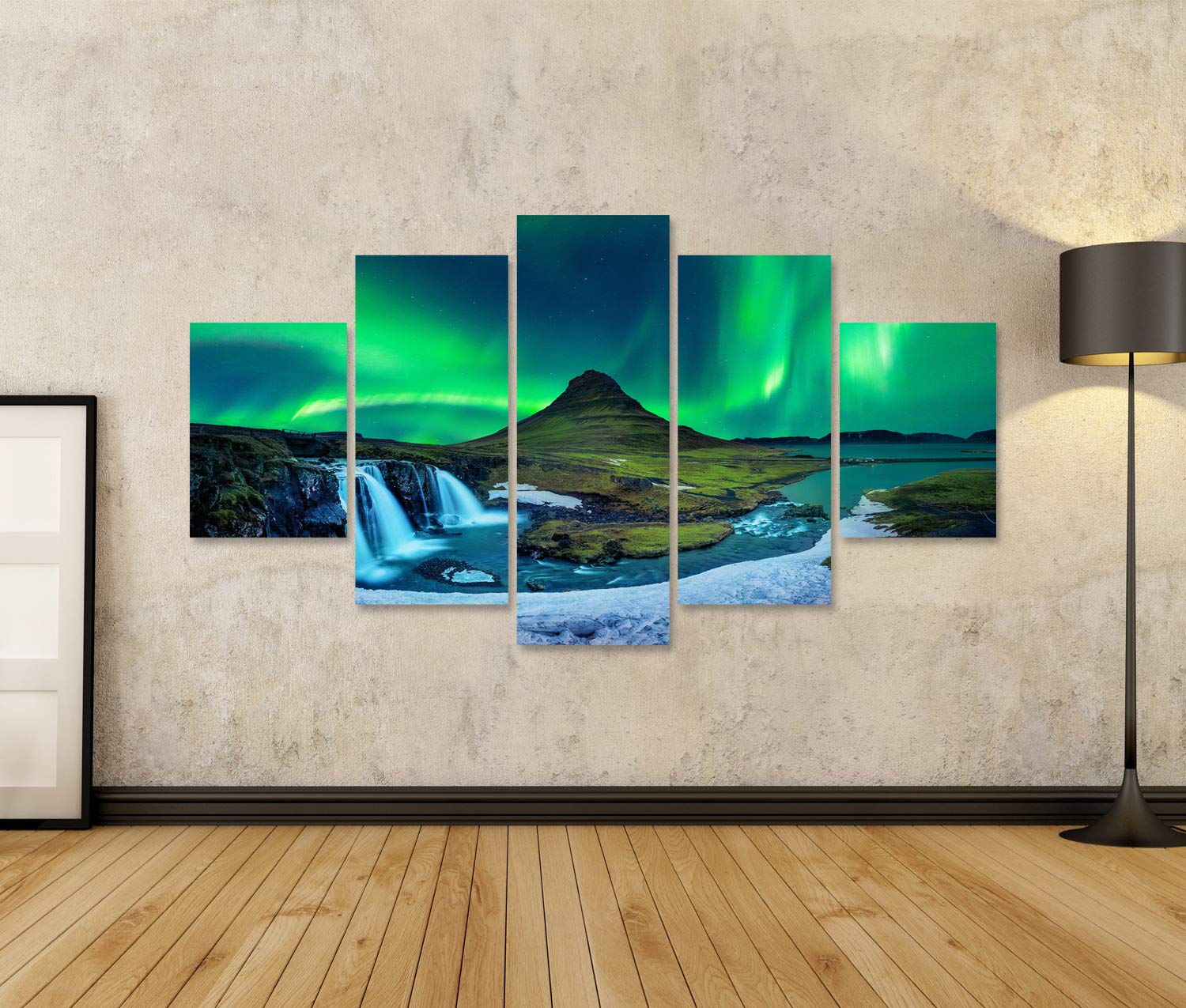 Islandburner Quadro Su Tela Aurora Boreale – 100x57 Cm – Stampa Foto Moderna, Paesaggio Invernale, Made In Germany, Tessuto Su Telaio In Legno - 5