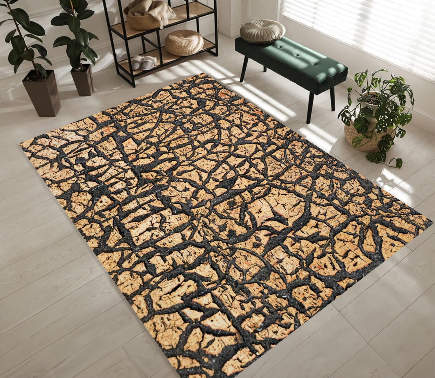 Tapis de couloir géométrie abstrait rétro 80x150cm antidérapant lavable