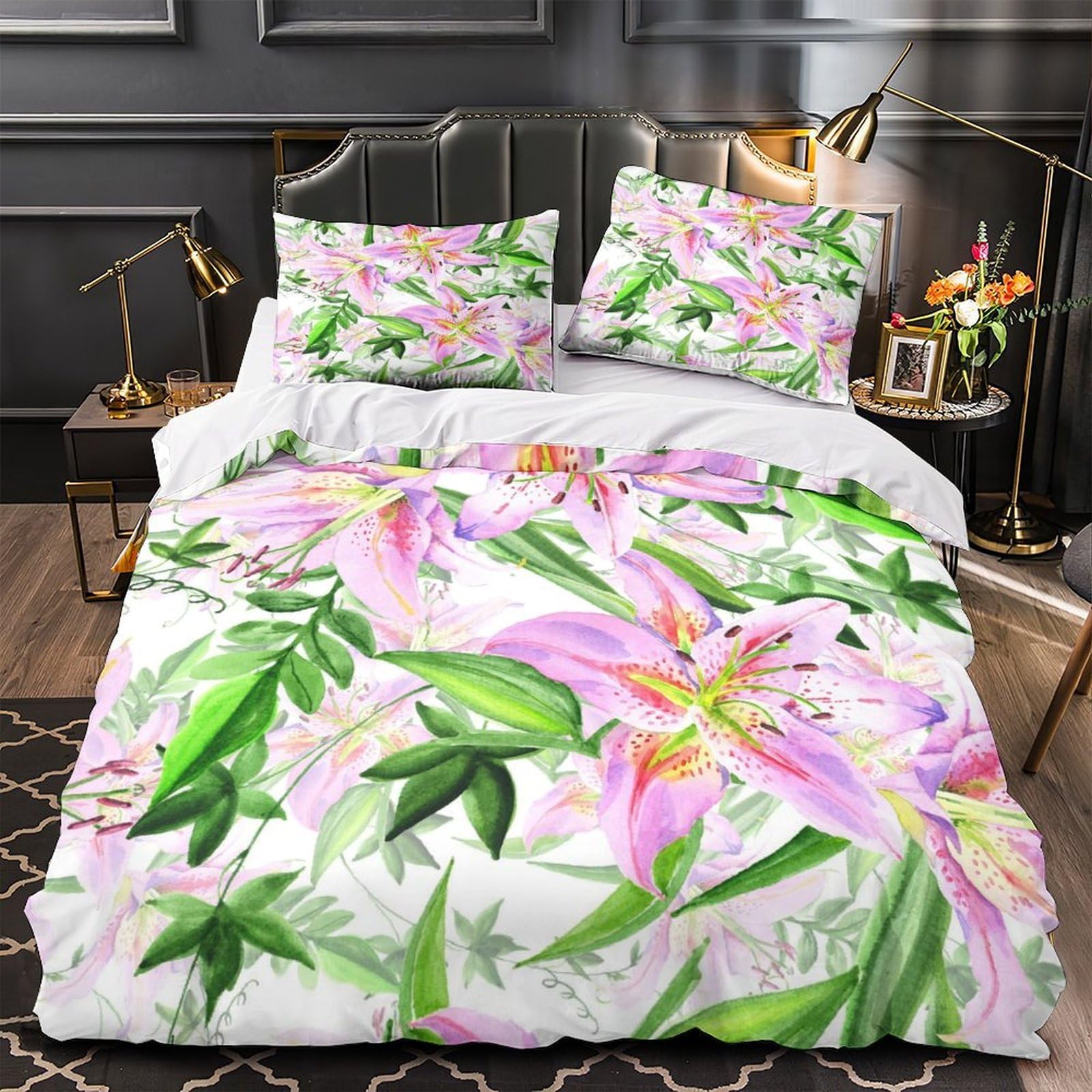 Housse de couette flamant rose hypoallergénique et super douce avec zip 220x240