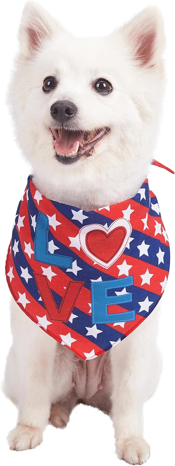 Blueberry Pet 3 Patterns Made to Perfection 'Love' Designer Dog Bandana, 31.5 x 20 x 20
