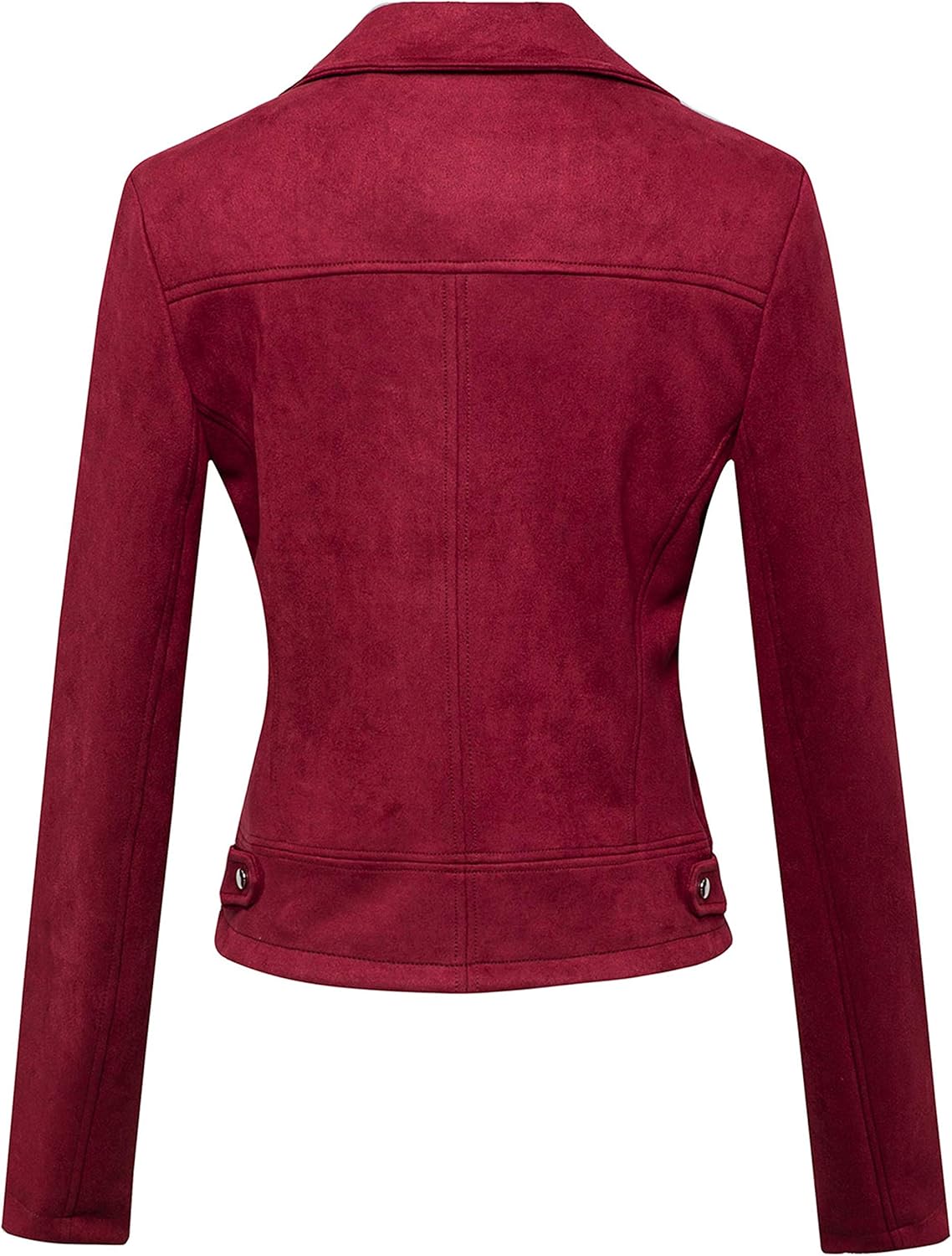Tanming Women's Faux Leather Moto Biker Short Coat Jacket H Suede-winered Small