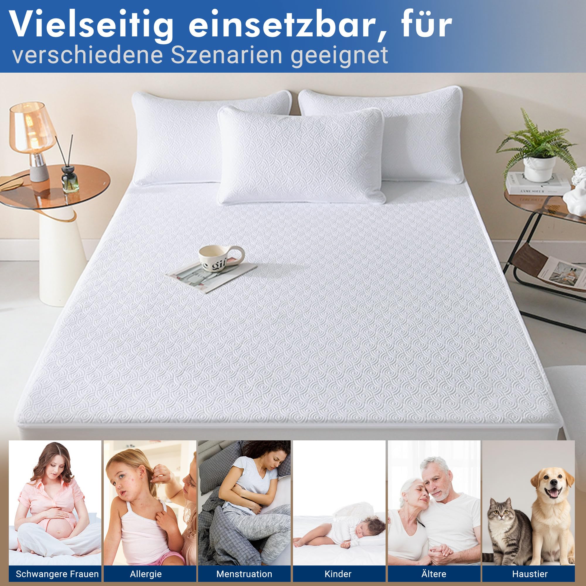 Matrasbeschermer, waterdicht, 90 x 200 cm, hoeslaken, ademende matrasoplegger, incontinentie-oplegger, waterdicht, matrasbescherming, vochtbescherming, hoeslaken - zand (2 stuks