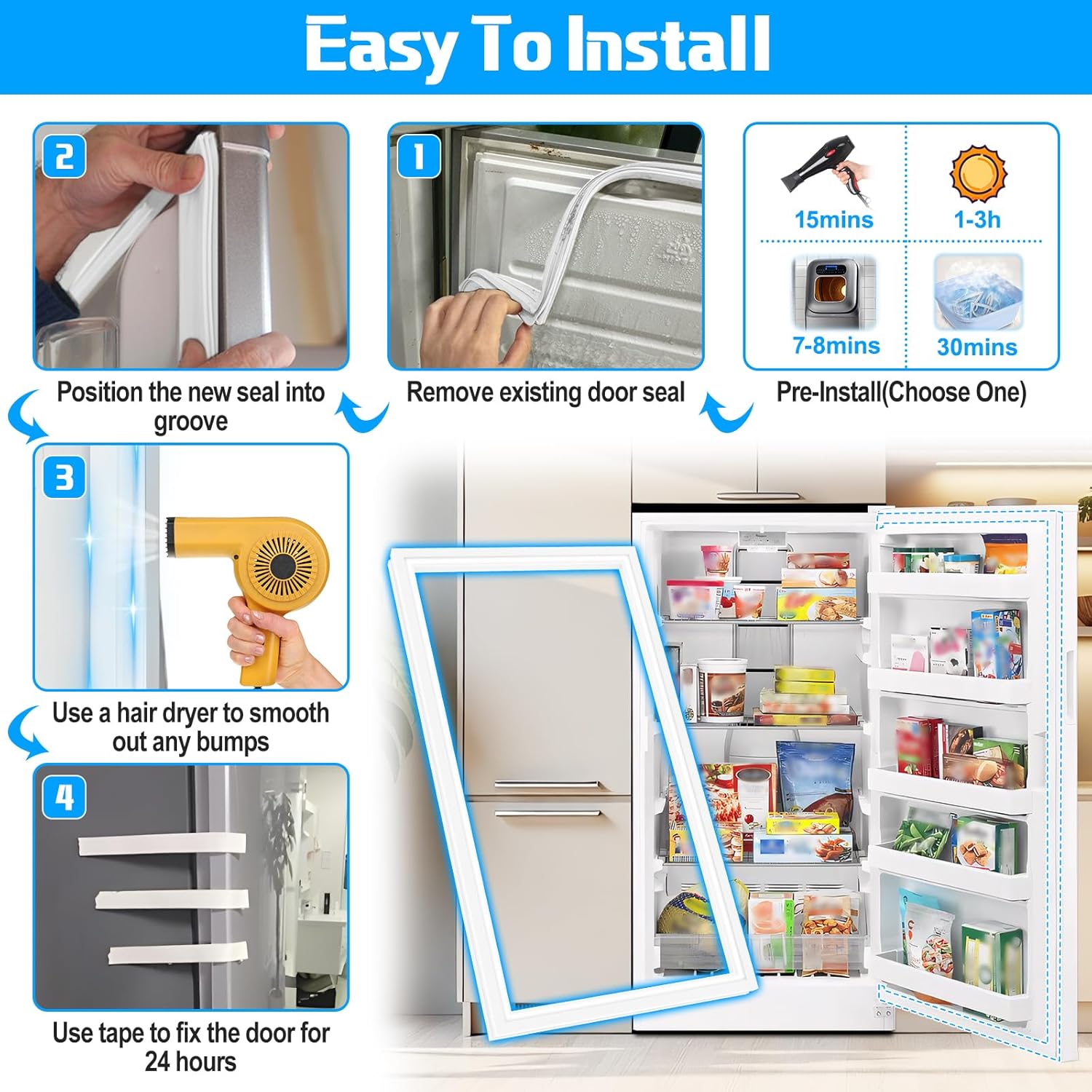 Upgraded 2188438A Freezer Door Seal Compatible with Whirlpool Refrigerator Door Gasket Replacement 839858 942678 4387627 Kenmore Upright Freezer Door Gasket Refrigerator Door Seal 59.06" x 31.42"