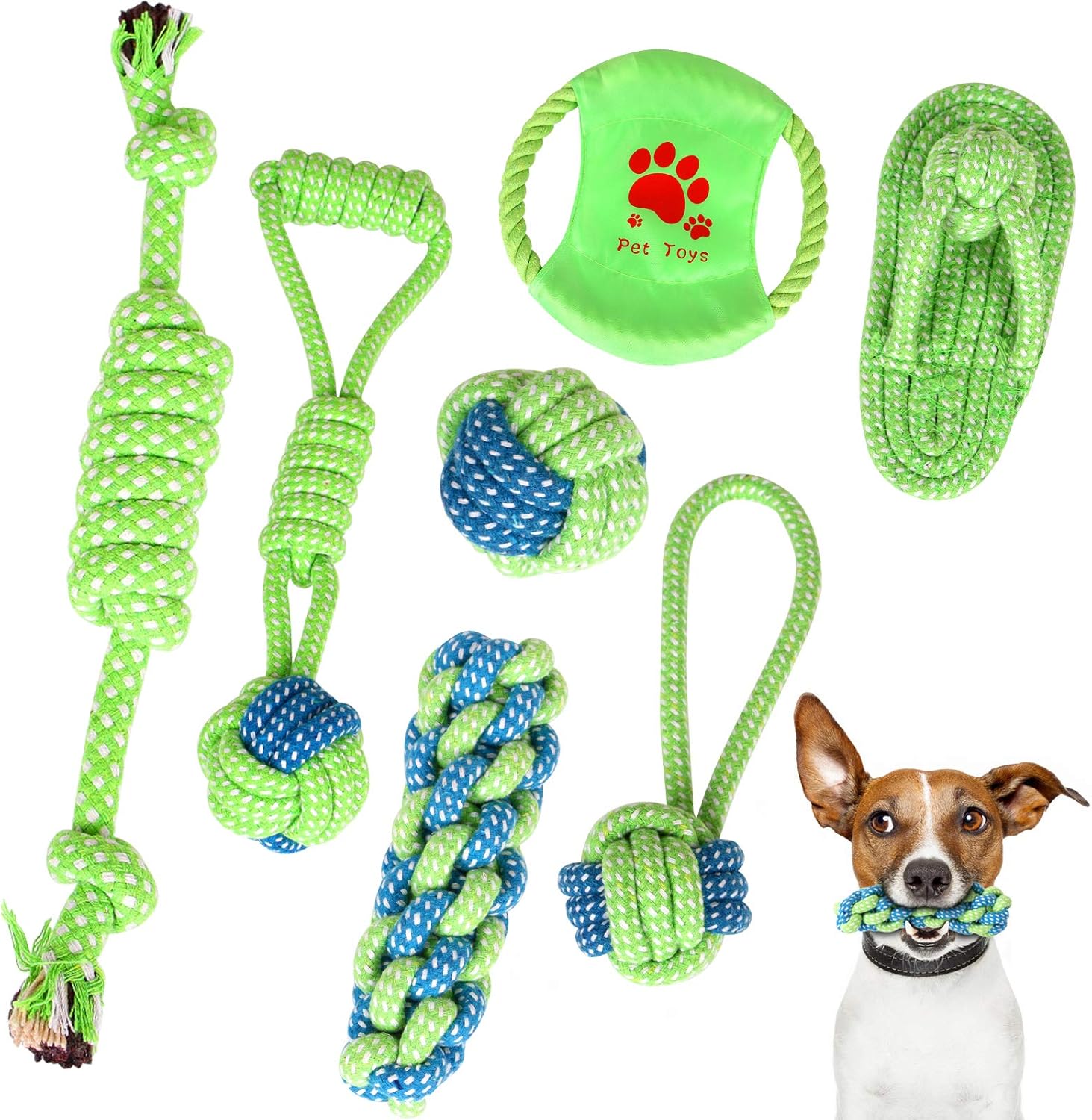 Dog Rope Toys Yooumoga 7Pcs Dog Toy for Small to Medium Dogs, Puppy, and Pets - as Aggressive Chewers for Dog Toys - Dog Training - Dog Teething Cleaning