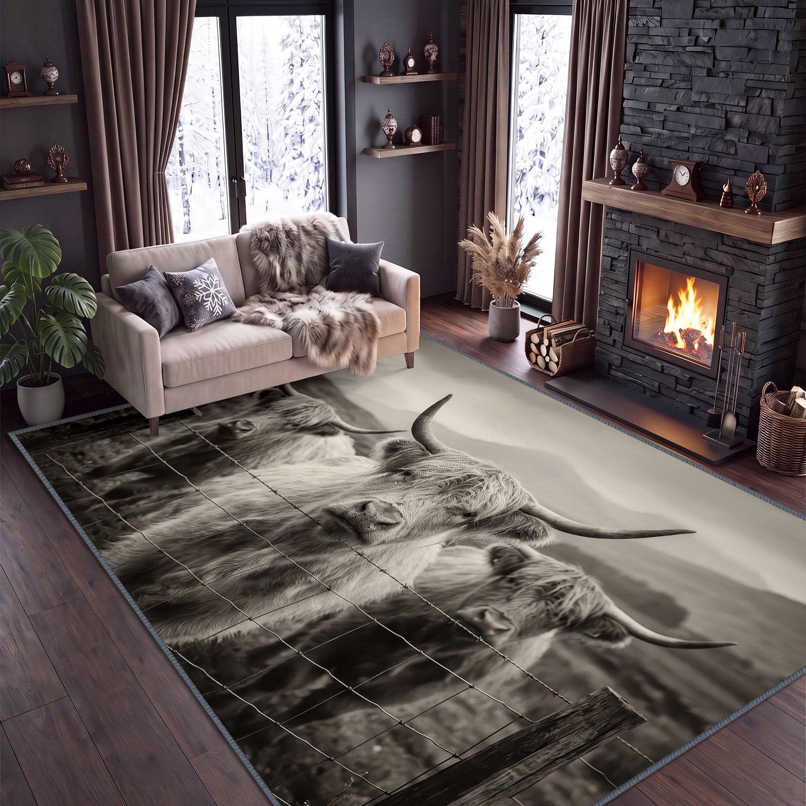 Dywan 180 x 240 cm wołowina górska wierzba flanela dywan