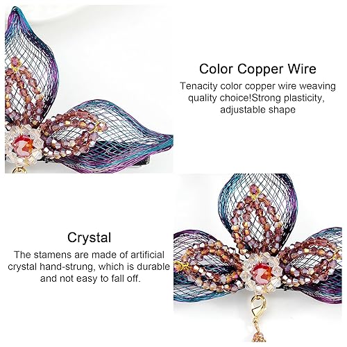 Miniatura 10 de 3.14 pulgadas DIY alambre de cobre tejido a mano de alto nivel diseño pasadores elegantes accesorios para el cabello, regalos para mujeres niñas