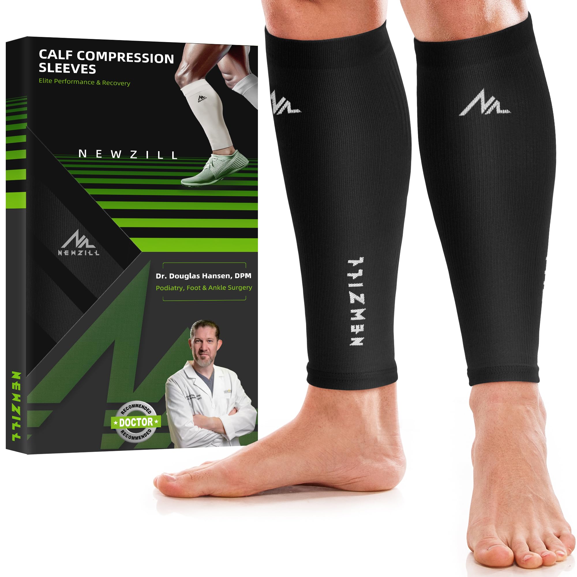 NEWZILL Calf Compression Sleeve for Men & Women | Footless Compression Socks for Shin Splint Pain Relief, Varicose Veins | Perfect Leg Sleeve for Running, Travel, Nursing, Cycling, Work and Fitness