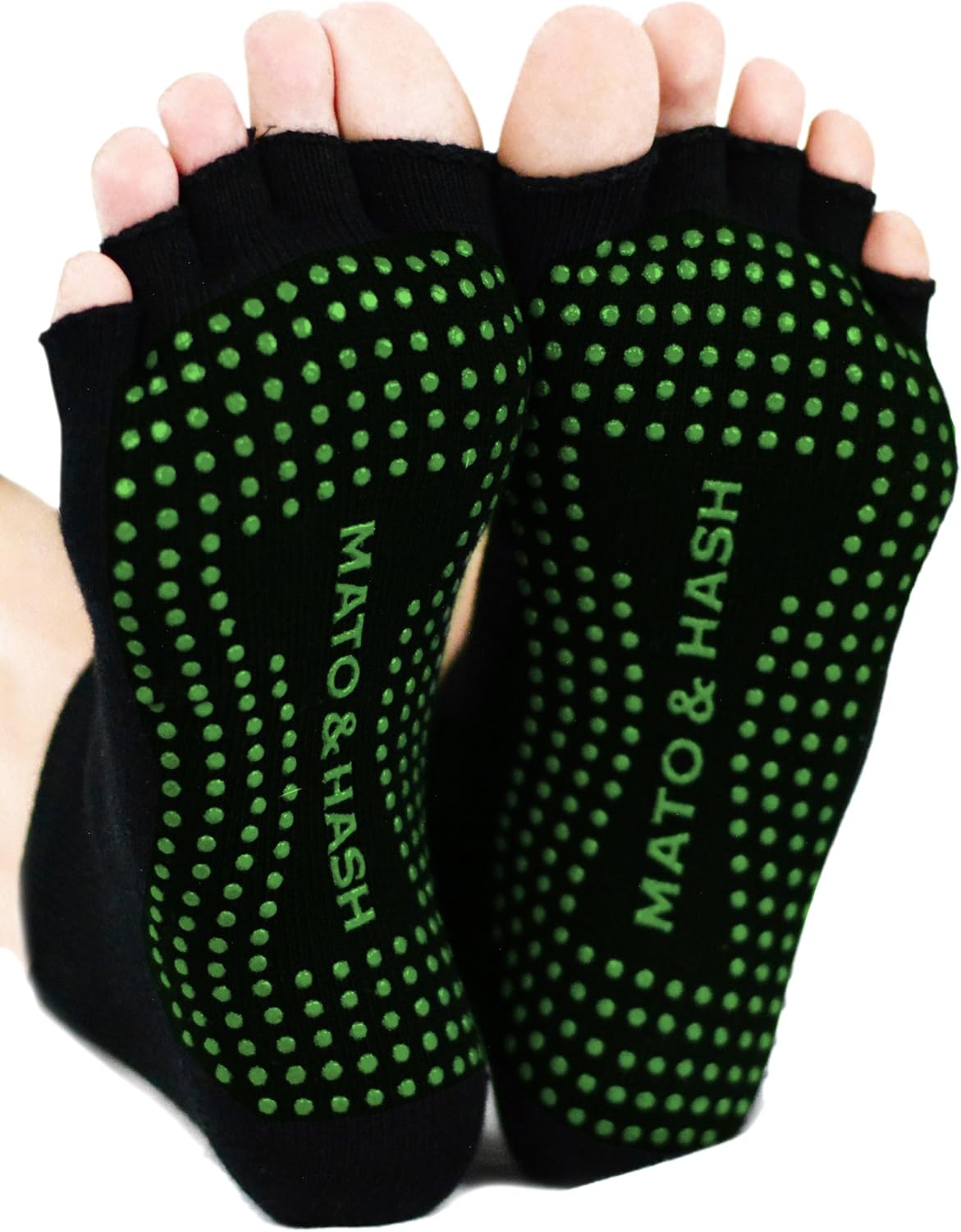 Mato & Hash Toeless Half Toe Yoga Socks With Grip