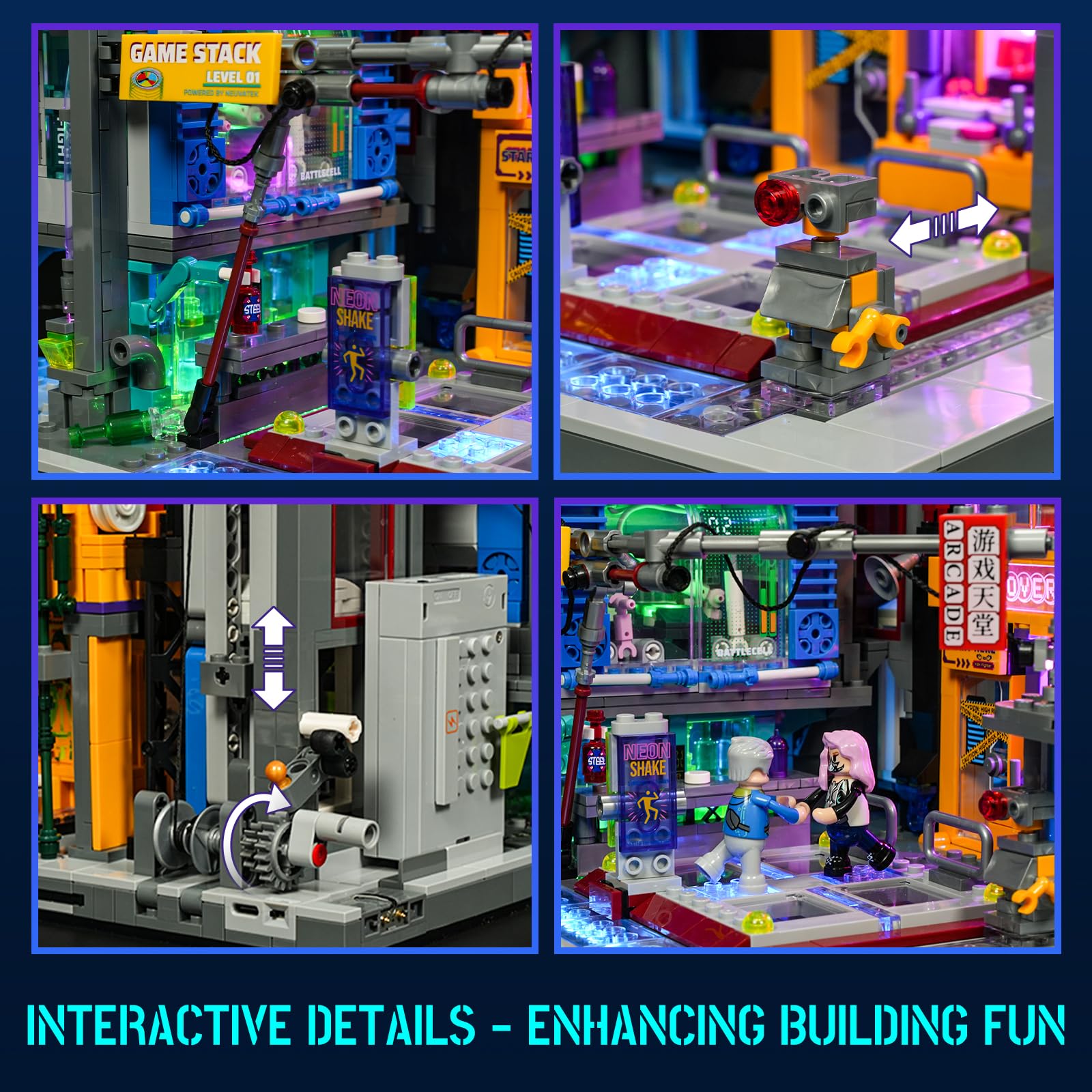 Lumibricks Cyberpunk - Set di 2580 mattoncini modulari con meccanismi rimovibili, idea regalo per adulti e appassionati di fantascienza