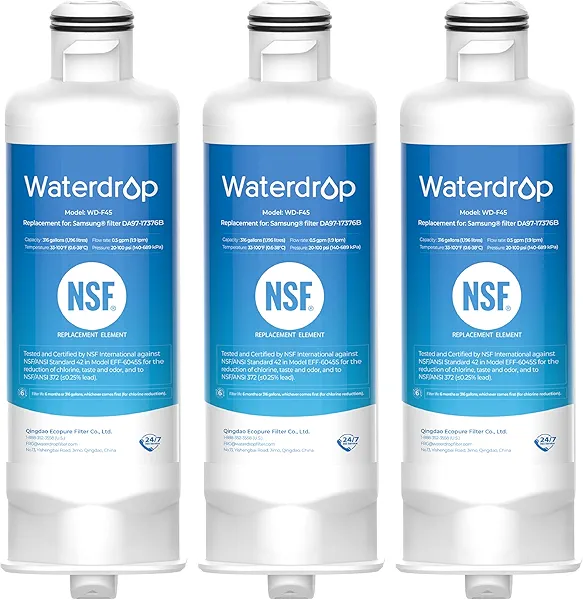 Waterdrop DA97-17376B Replacement for Samsung® HAF-QIN/EXP, DA97-08006C, RF28R7201SR, RF28R7351SG, WD-F45, Refrigerator Water Filter, 3 Filters
