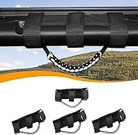 Vista 8 de Hoolcar 4 asas de agarre de barra antivuelco con paracord Compatibles con 1955-2023 Jeep Wrangler YJ TJ JK JKU JL JLU & Gladiator JT, Negro & Rojo