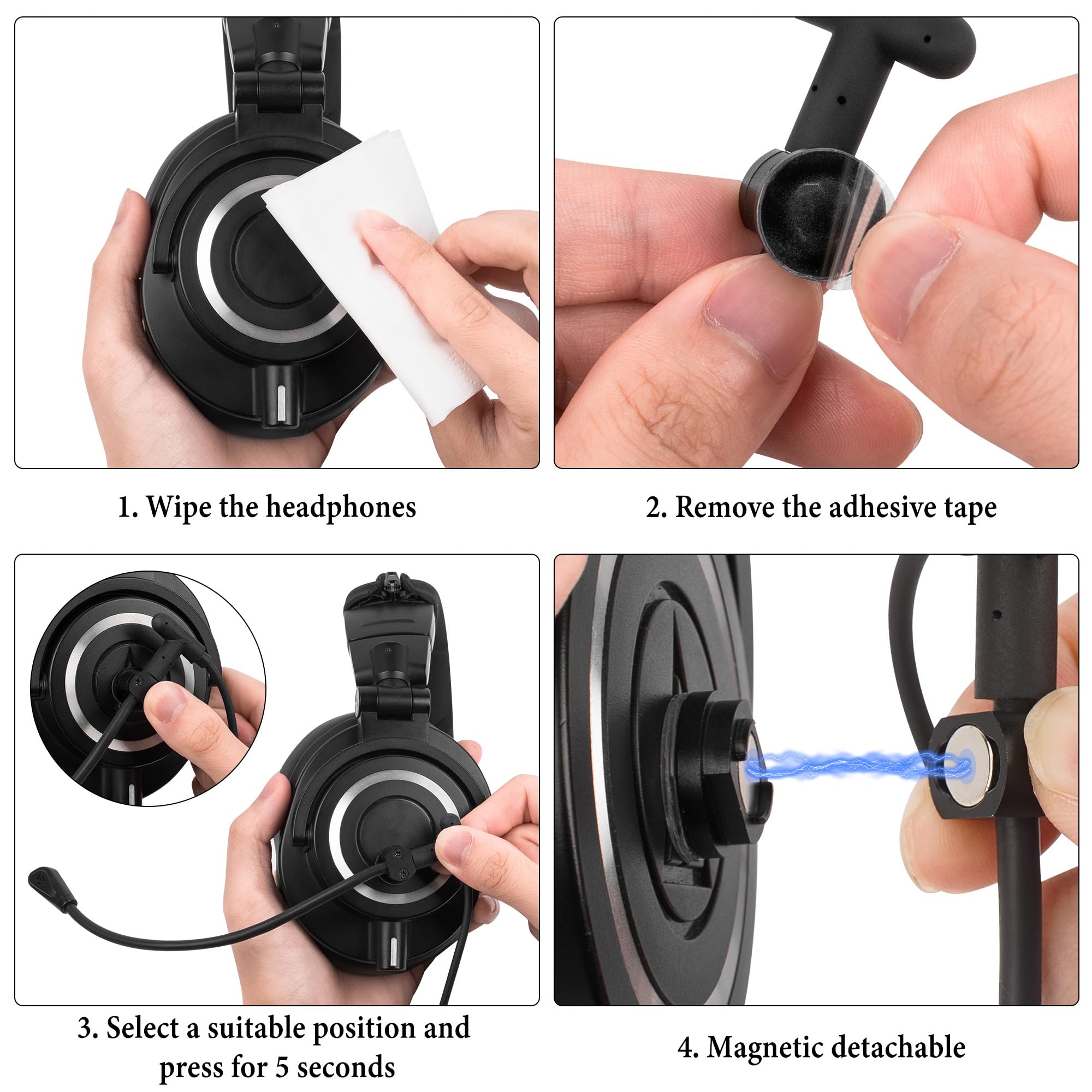 Geekria Microfono Boom da Fissare, trasforma le tue cuffie in un headset da gaming, compatibile con PC, console e dispositivi portatili, ideale per i gamer, nero.